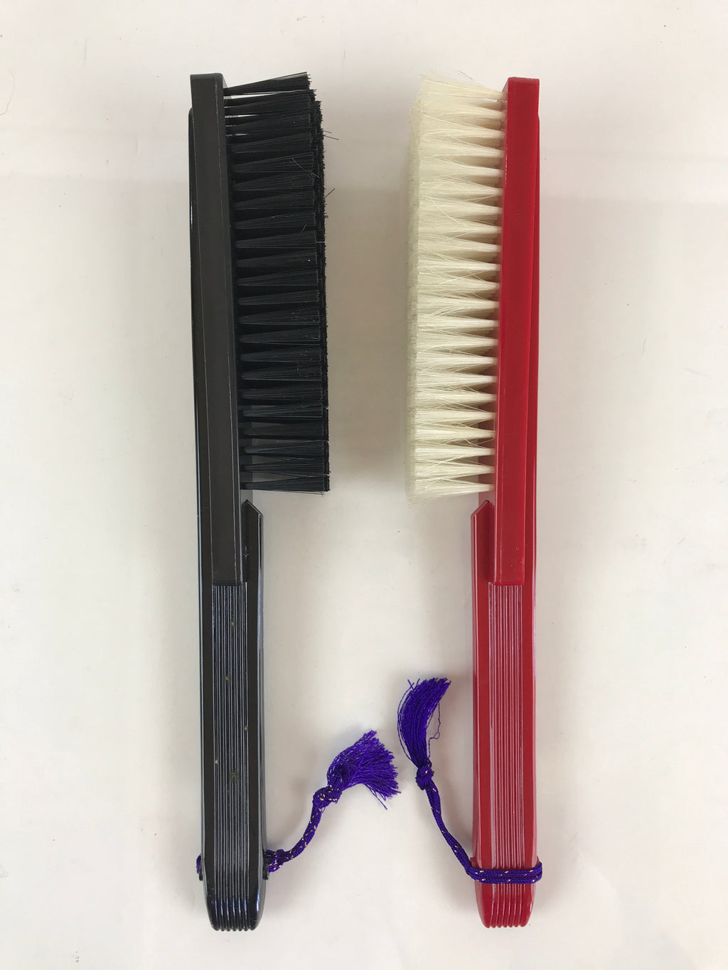 Japanese Nishijin-Ori Fan Shape Clothes Brush 2pc Set Vtg Red Black PX637