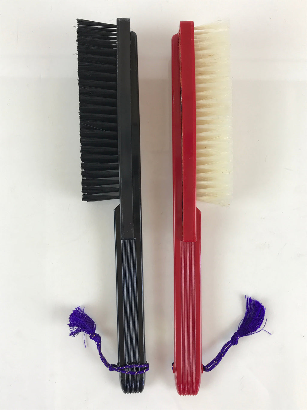 Japanese Nishijin-Ori Fan Shape Clothes Brush 2pc Set Vtg Red Black PX637