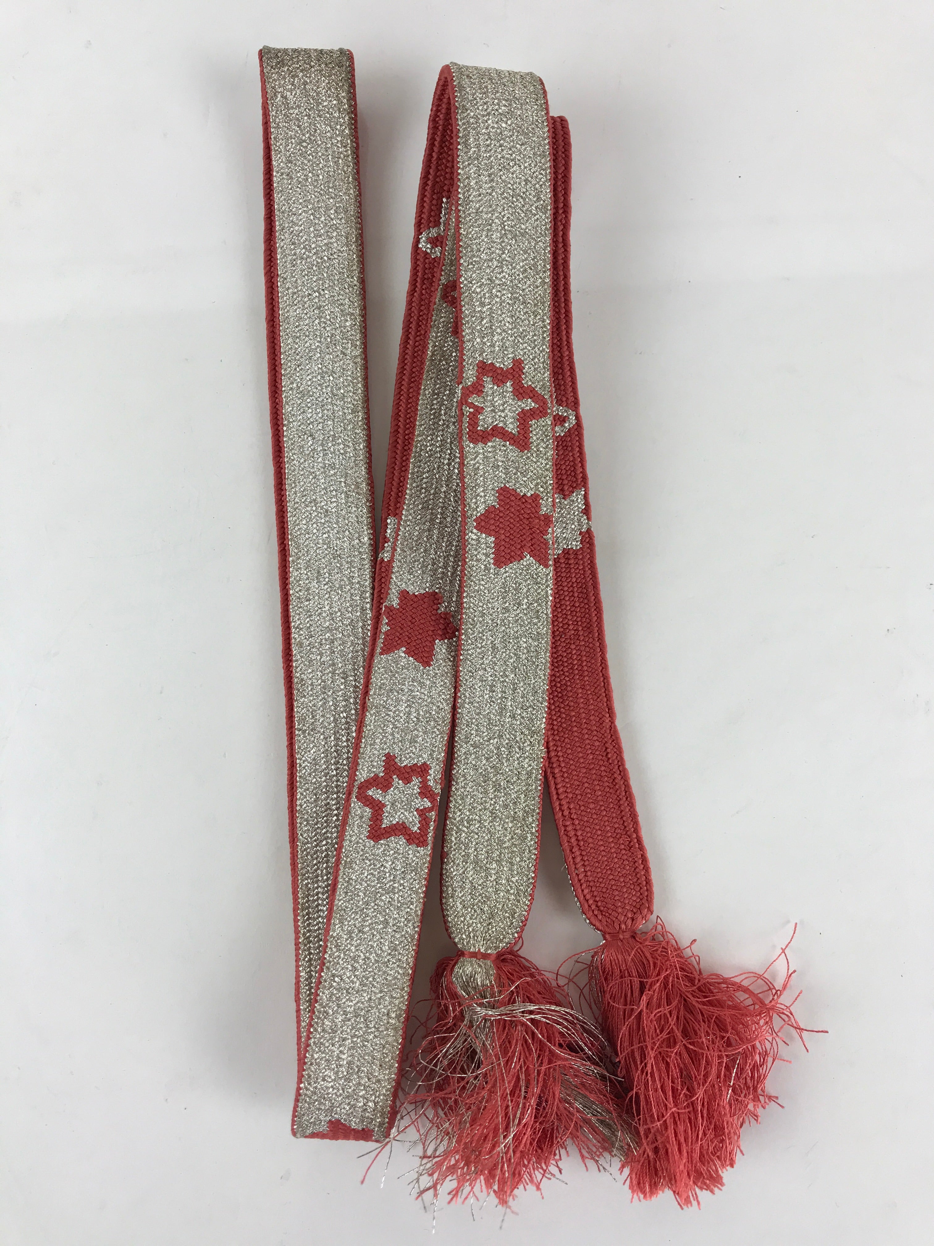 Japanese Obijime Kimono Accessory Silk Kumihimo Kimono Cord Pink Silver OJ169