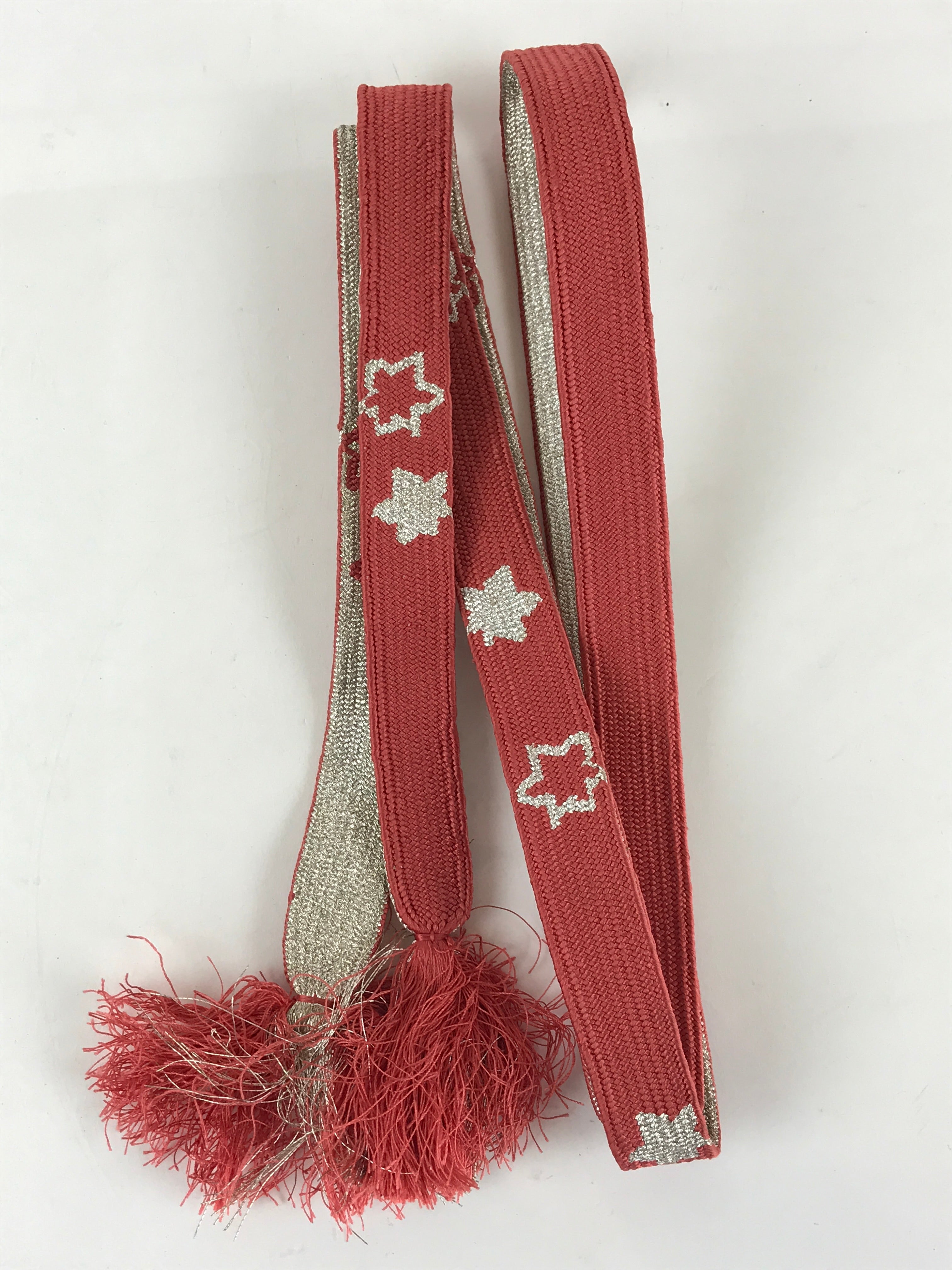 Japanese Obijime Kimono Accessory Silk Kumihimo Kimono Cord Pink Silver OJ169