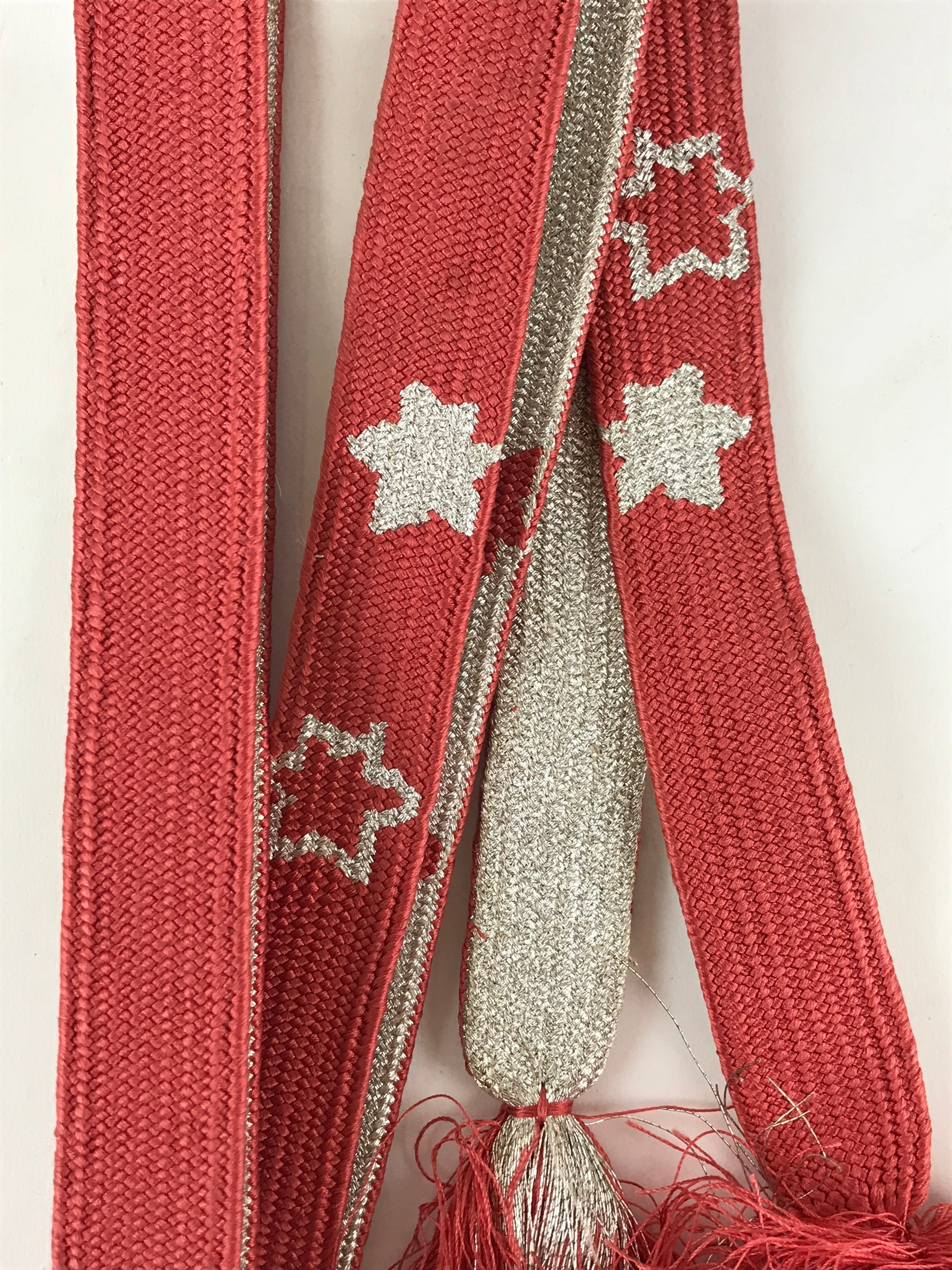 Japanese Obijime Kimono Accessory Silk Kumihimo Kimono Cord Pink Silver OJ169