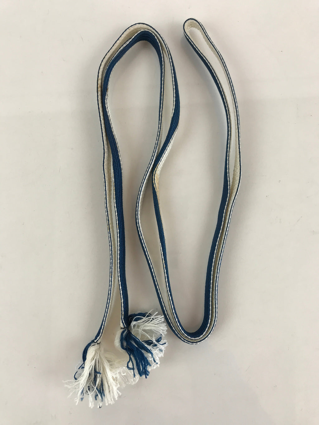 Japanese Obijime Kimono Accessory Silk Kumihimo Vtg Kimono Cord Blue White OJ173