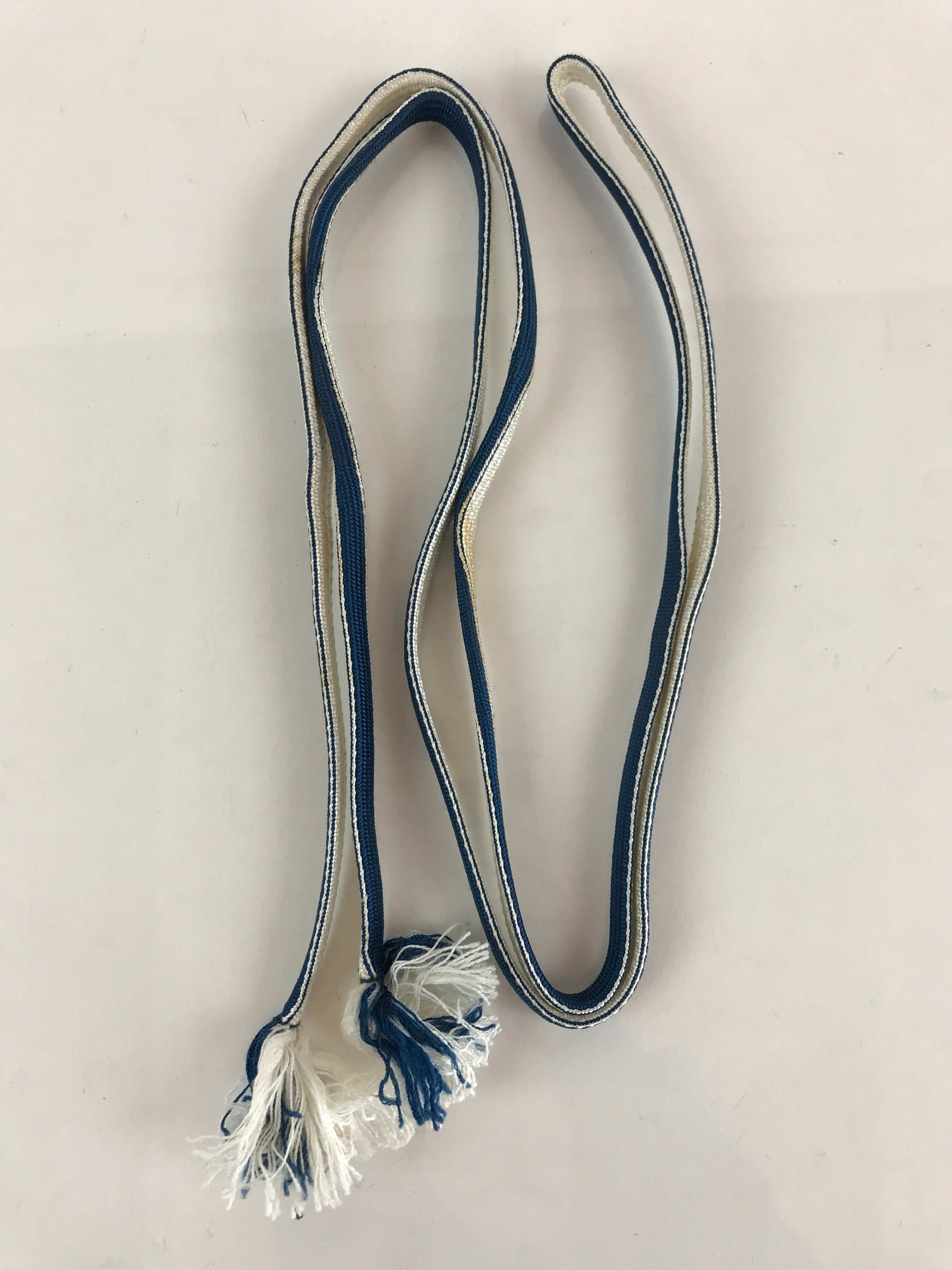 Japanese Obijime Kimono Accessory Silk Kumihimo Vtg Kimono Cord Blue White OJ173
