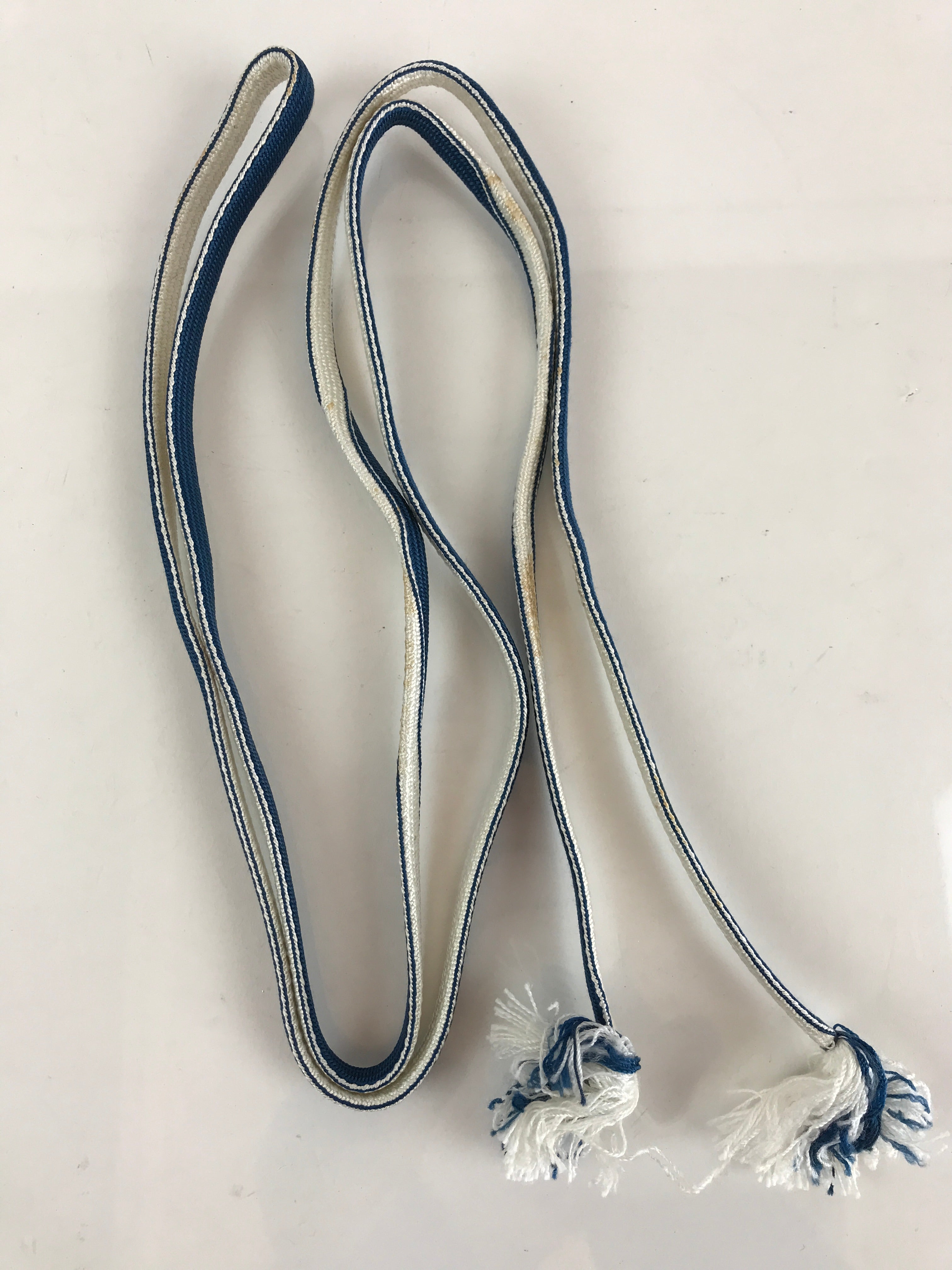 Japanese Obijime Kimono Accessory Silk Kumihimo Vtg Kimono Cord Blue White OJ173