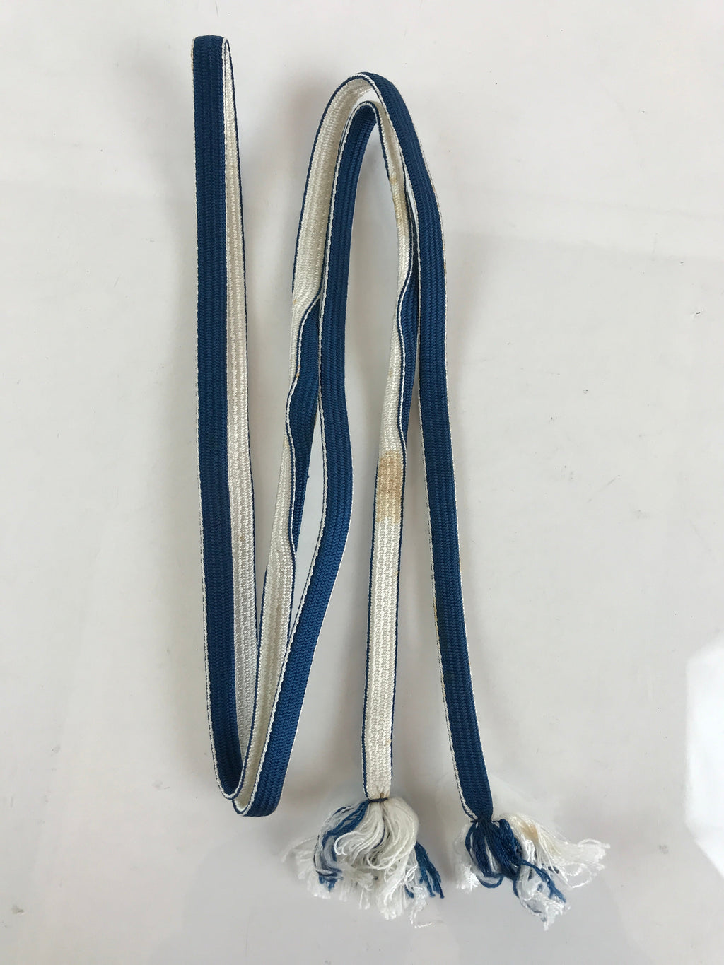 Japanese Obijime Kimono Accessory Silk Kumihimo Vtg Kimono Cord Blue White OJ173