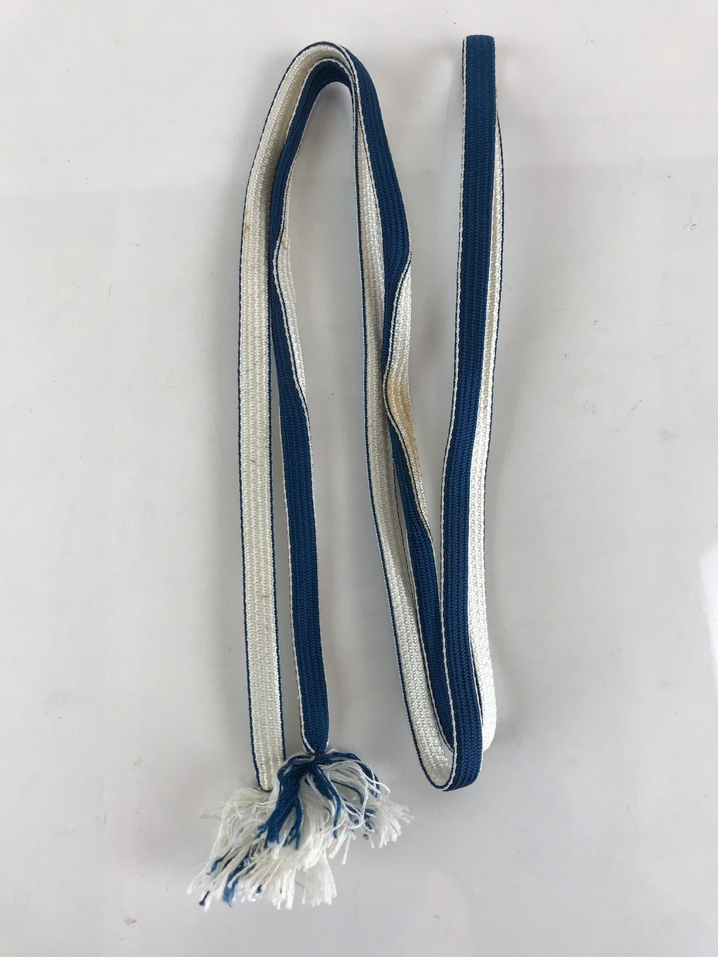 Japanese Obijime Kimono Accessory Silk Kumihimo Vtg Kimono Cord Blue White OJ173