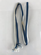 Japanese Obijime Kimono Accessory Silk Kumihimo Vtg Kimono Cord Blue White OJ173