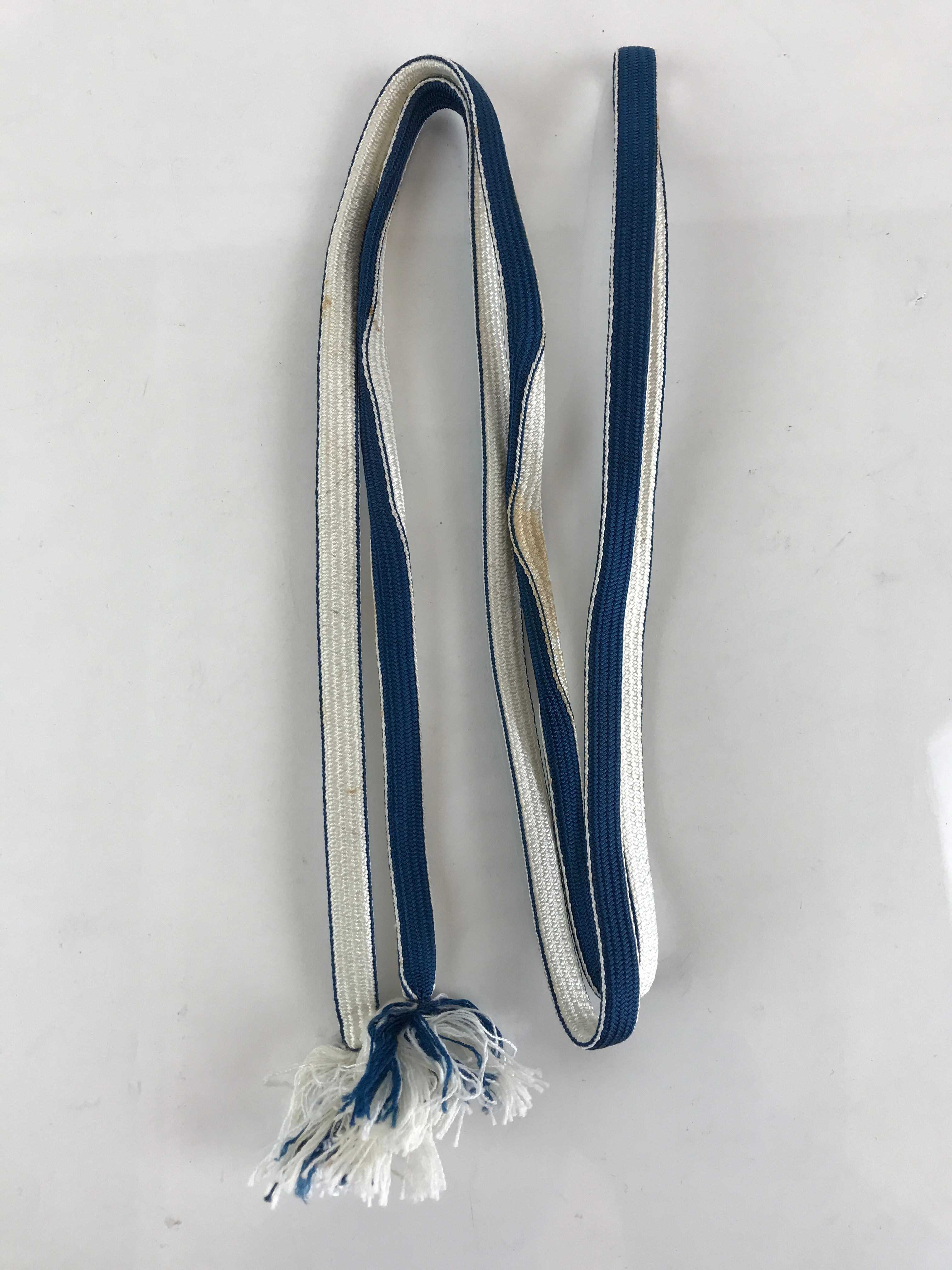 Japanese Obijime Kimono Accessory Silk Kumihimo Vtg Kimono Cord Blue White OJ173