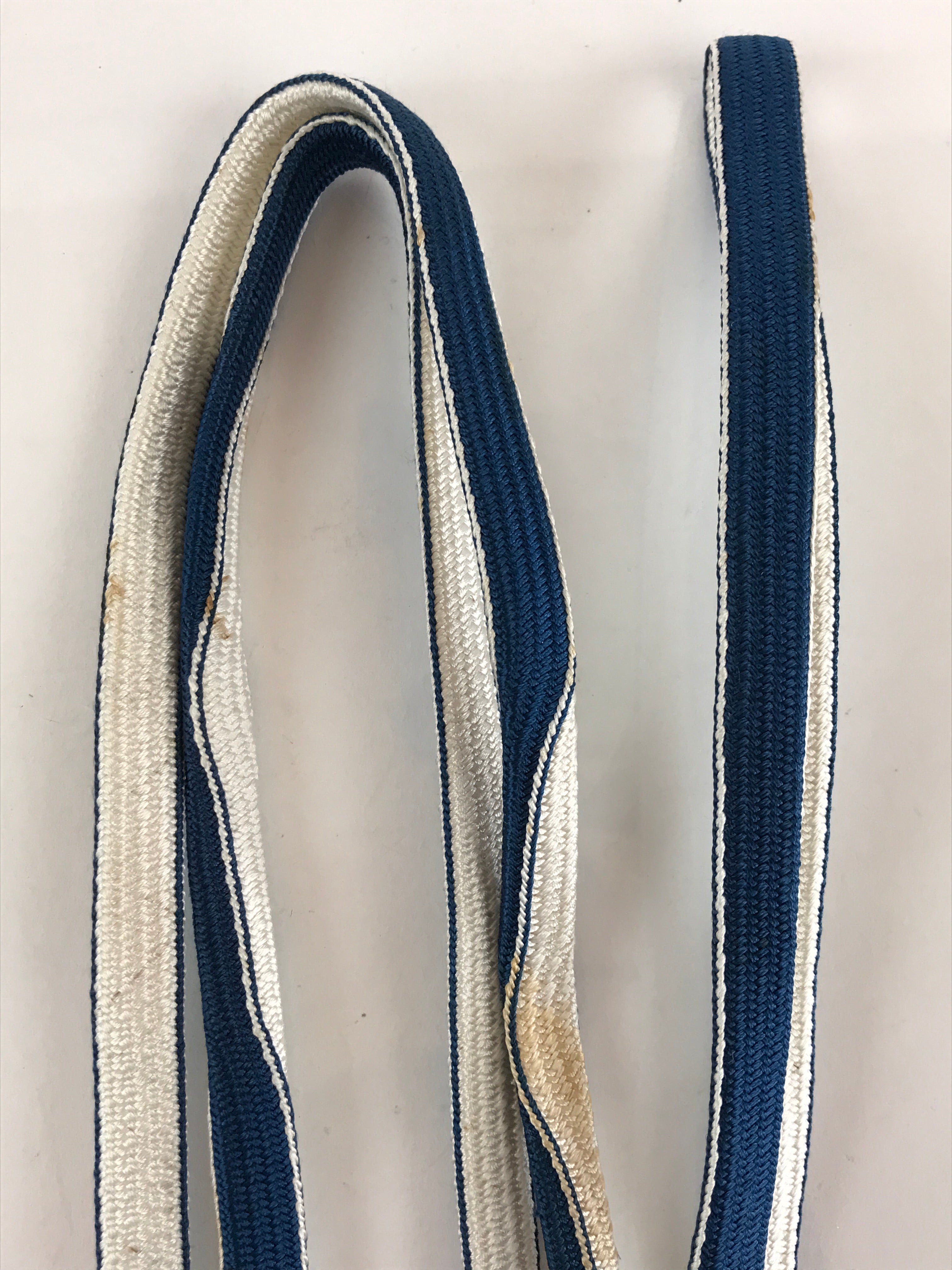 Japanese Obijime Kimono Accessory Silk Kumihimo Vtg Kimono Cord Blue White OJ173