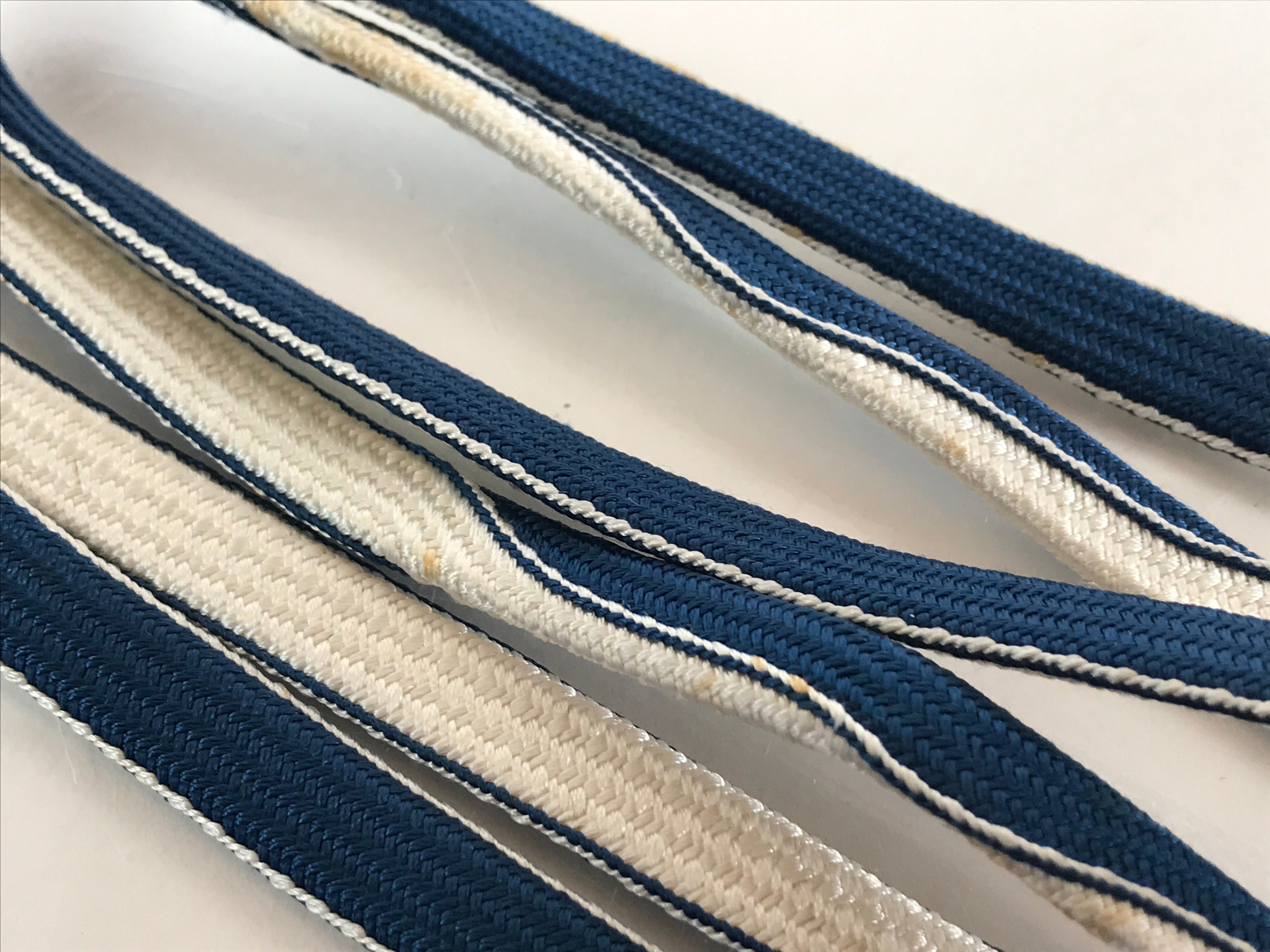 Japanese Obijime Kimono Accessory Silk Kumihimo Vtg Kimono Cord Blue White OJ173