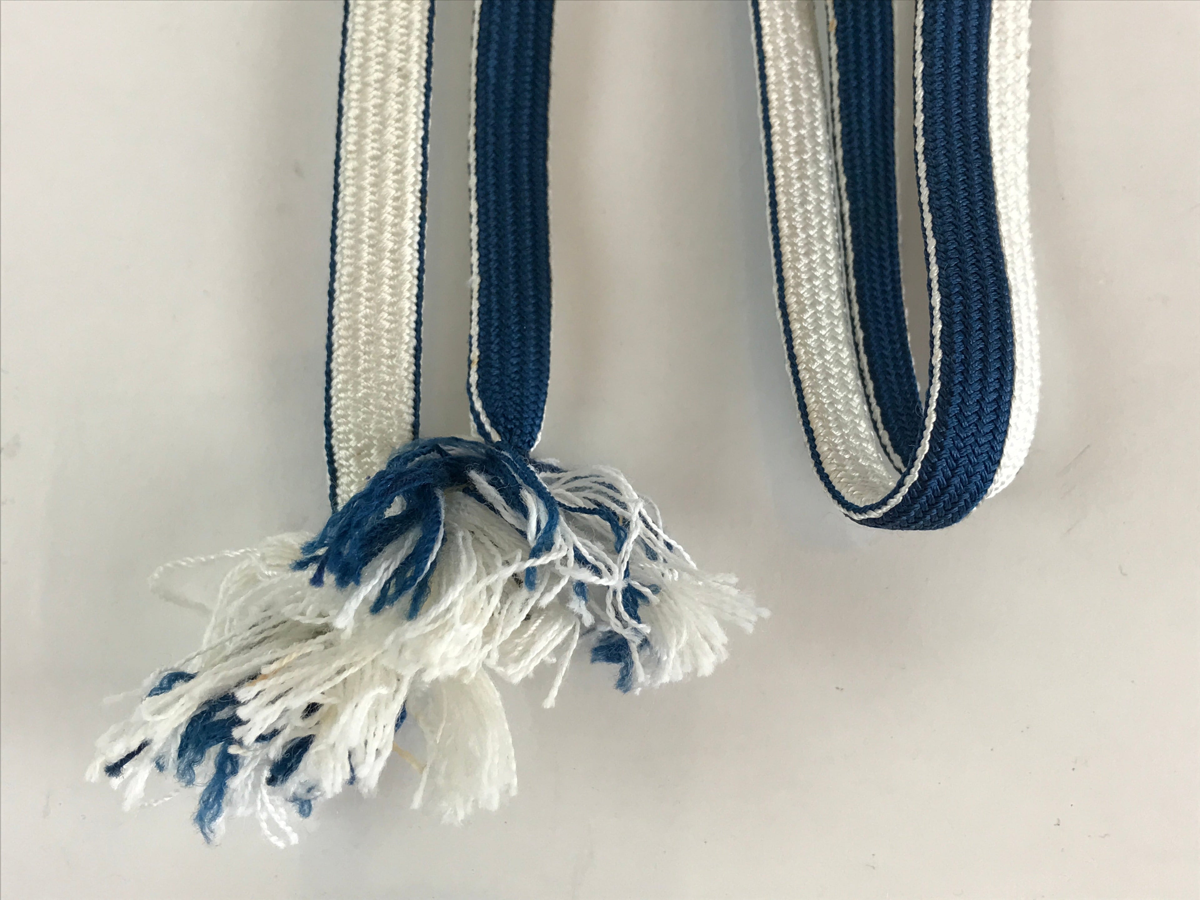 Japanese Obijime Kimono Accessory Silk Kumihimo Vtg Kimono Cord Blue White OJ173