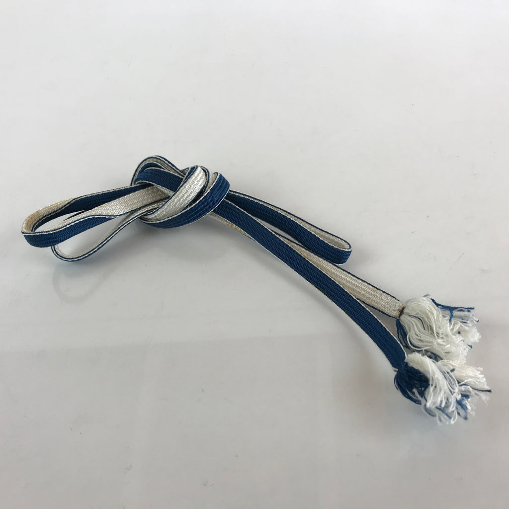 Japanese Obijime Kimono Accessory Silk Kumihimo Vtg Kimono Cord Blue White OJ173