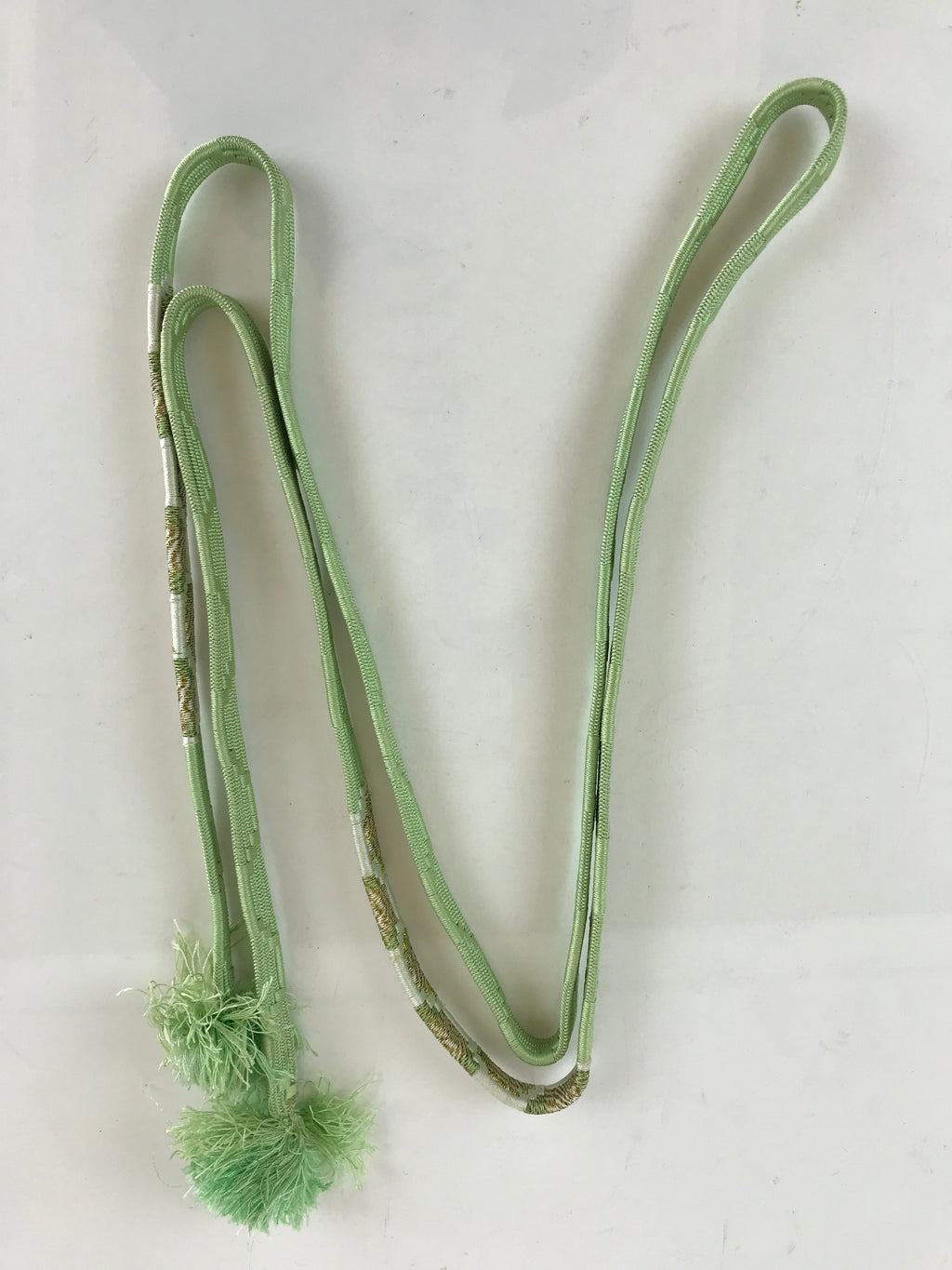 Japanese Obijime Kimono Accessory Silk Kumihimo Vtg Kimono Cord Green Gold OJ177