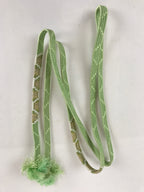 Japanese Obijime Kimono Accessory Silk Kumihimo Vtg Kimono Cord Green Gold OJ177
