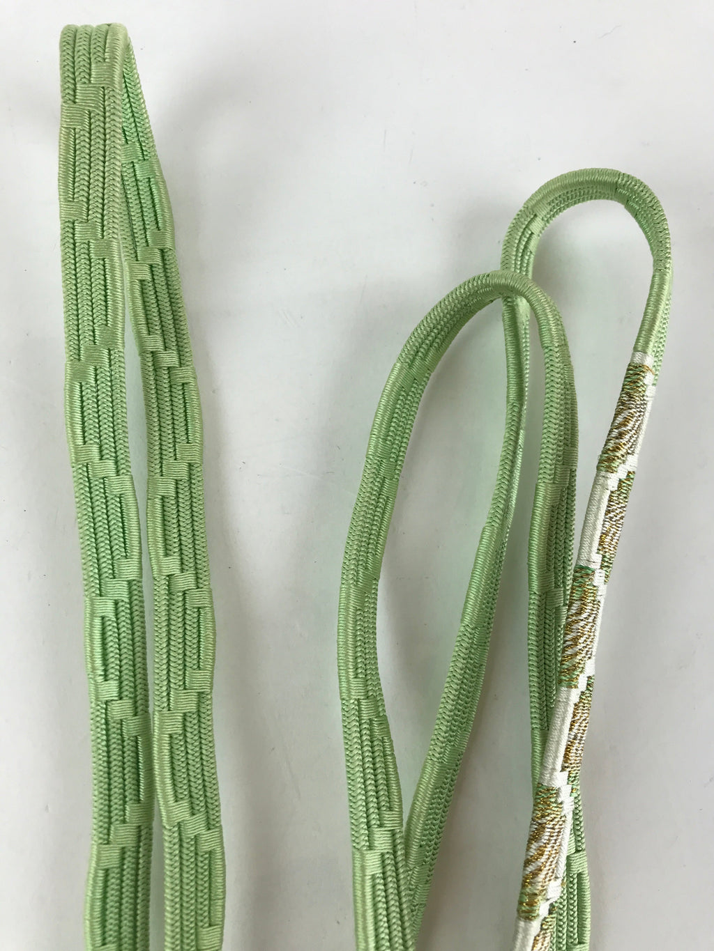 Japanese Obijime Kimono Accessory Silk Kumihimo Vtg Kimono Cord Green Gold OJ177
