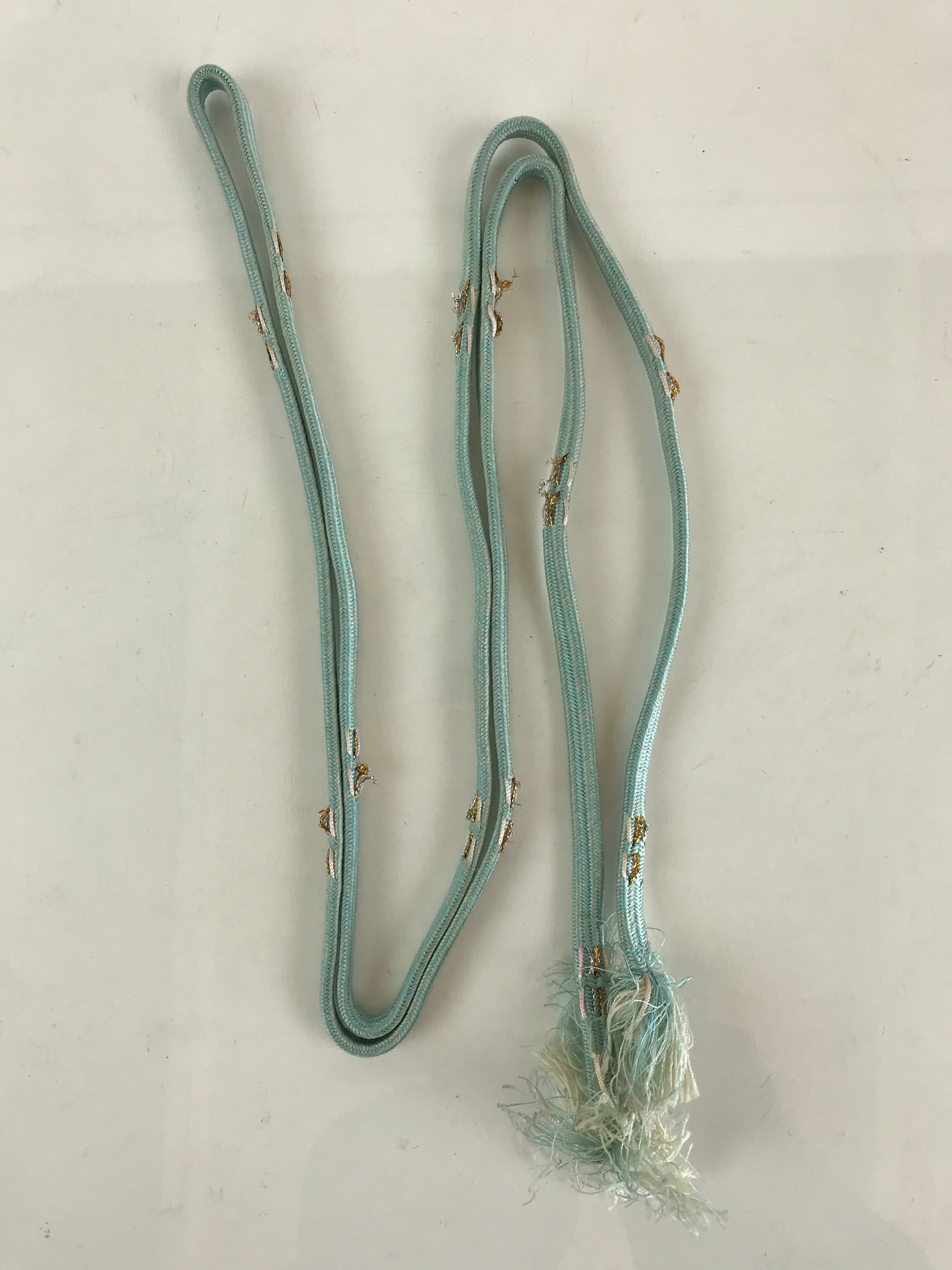 Japanese Obijime Kimono Accessory Silk Kumihimo Vtg Kimono Cord Light Blue OJ172