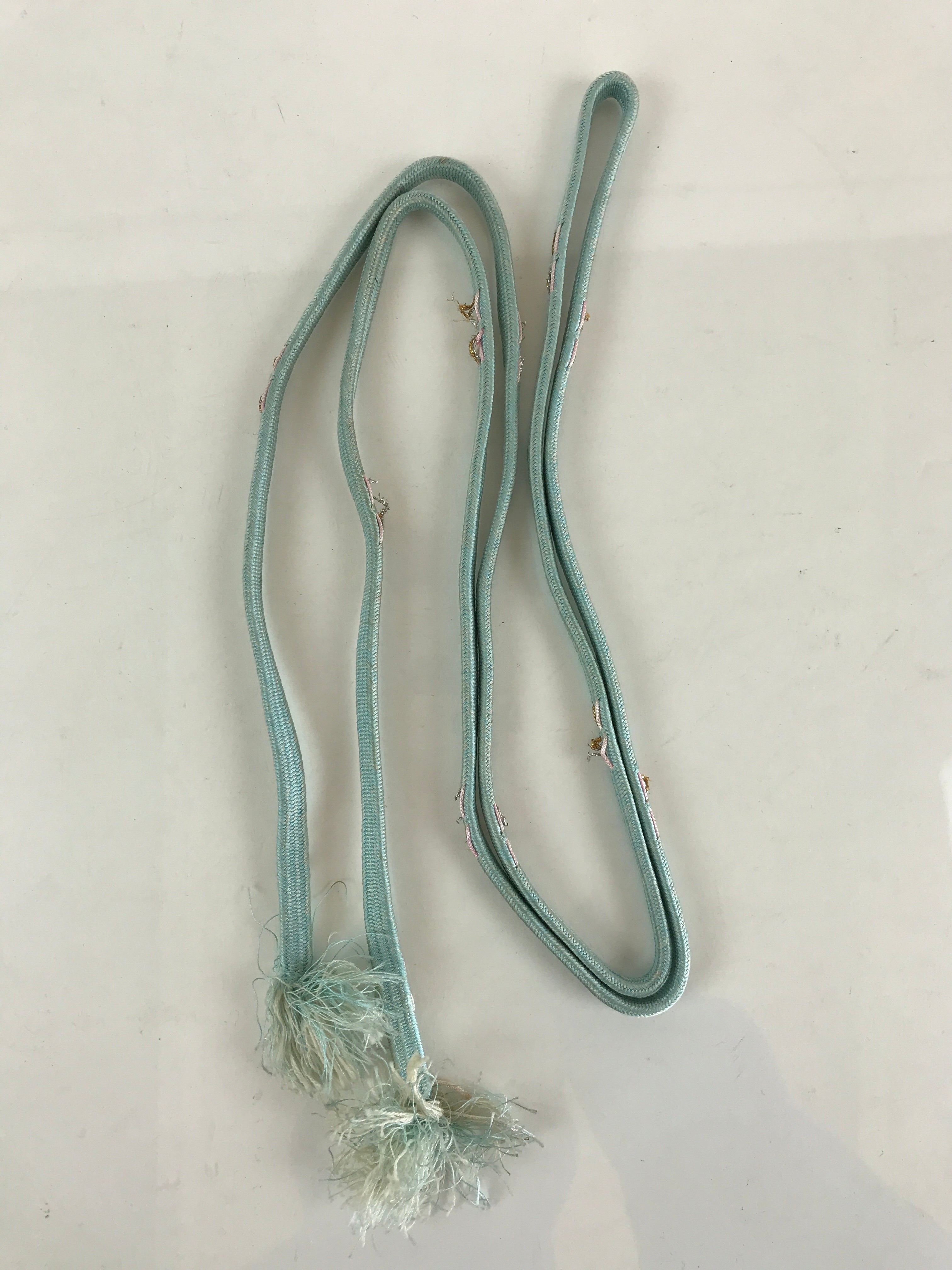 Japanese Obijime Kimono Accessory Silk Kumihimo Vtg Kimono Cord Light Blue OJ172
