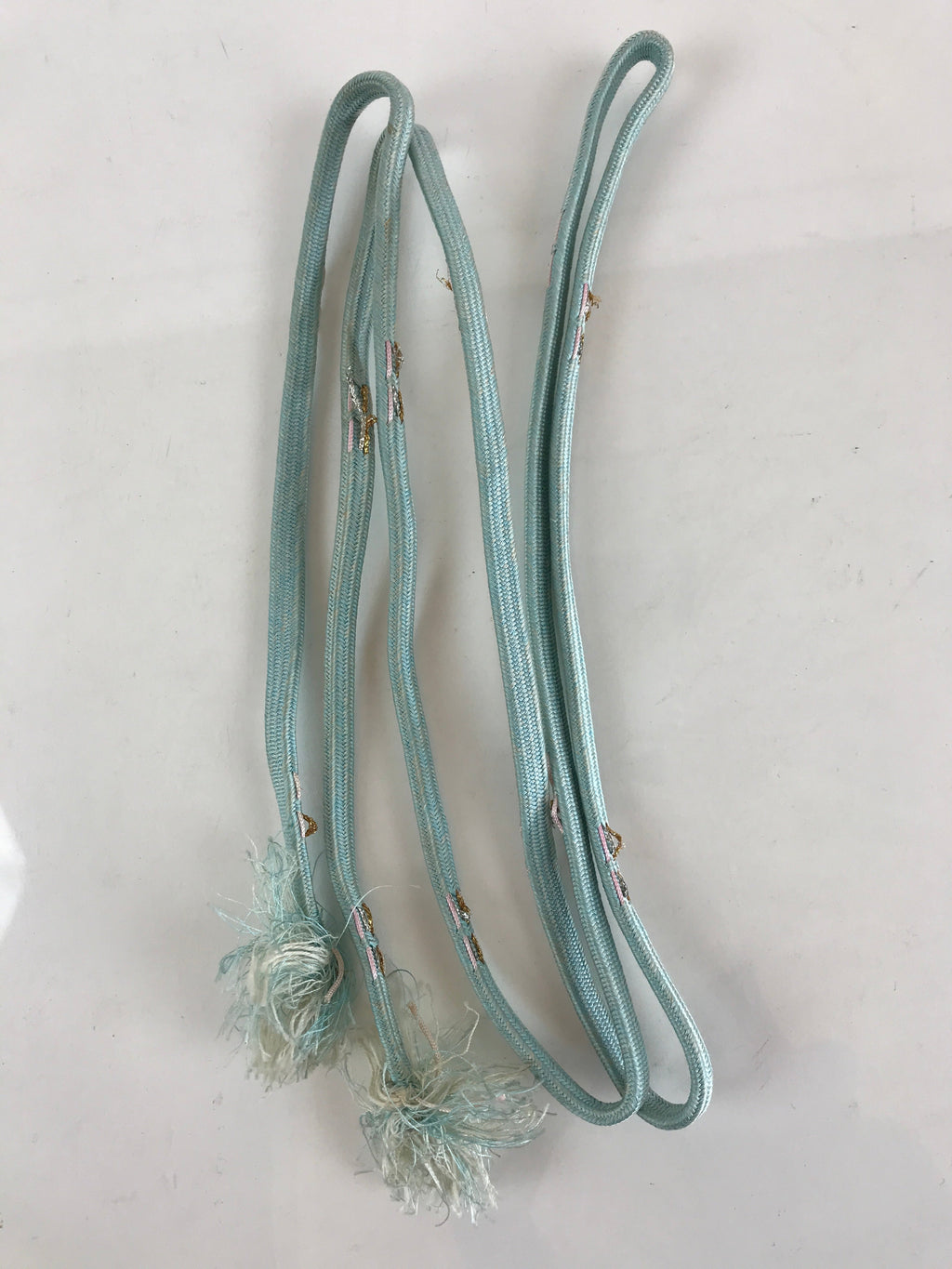 Japanese Obijime Kimono Accessory Silk Kumihimo Vtg Kimono Cord Light Blue OJ172