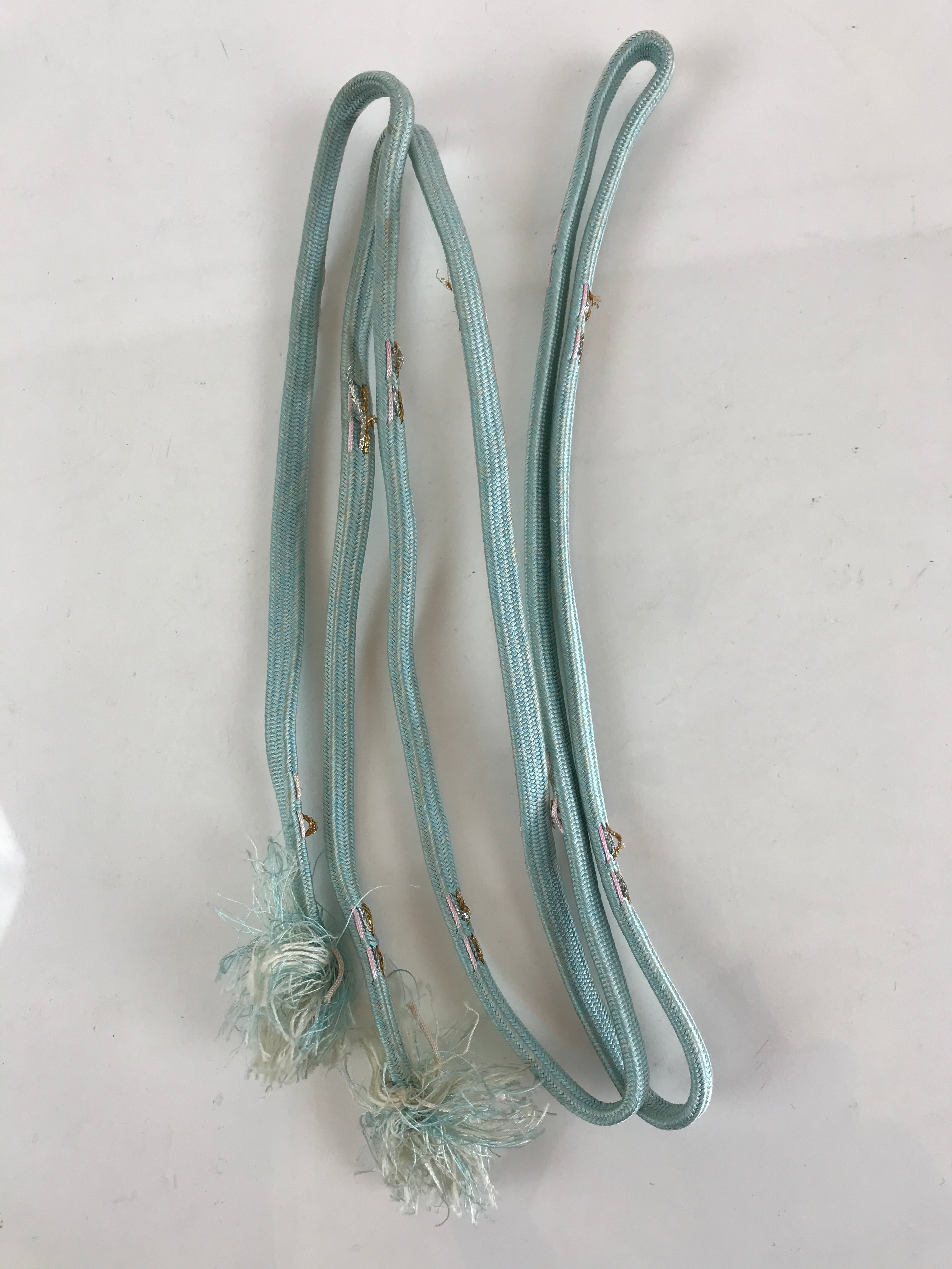 Japanese Obijime Kimono Accessory Silk Kumihimo Vtg Kimono Cord Light Blue OJ172