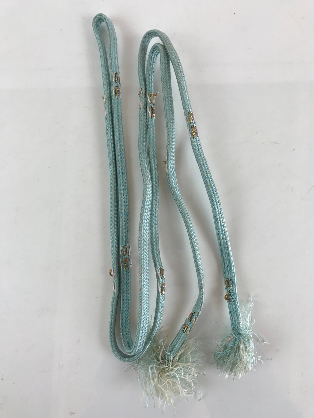 Japanese Obijime Kimono Accessory Silk Kumihimo Vtg Kimono Cord Light Blue OJ172