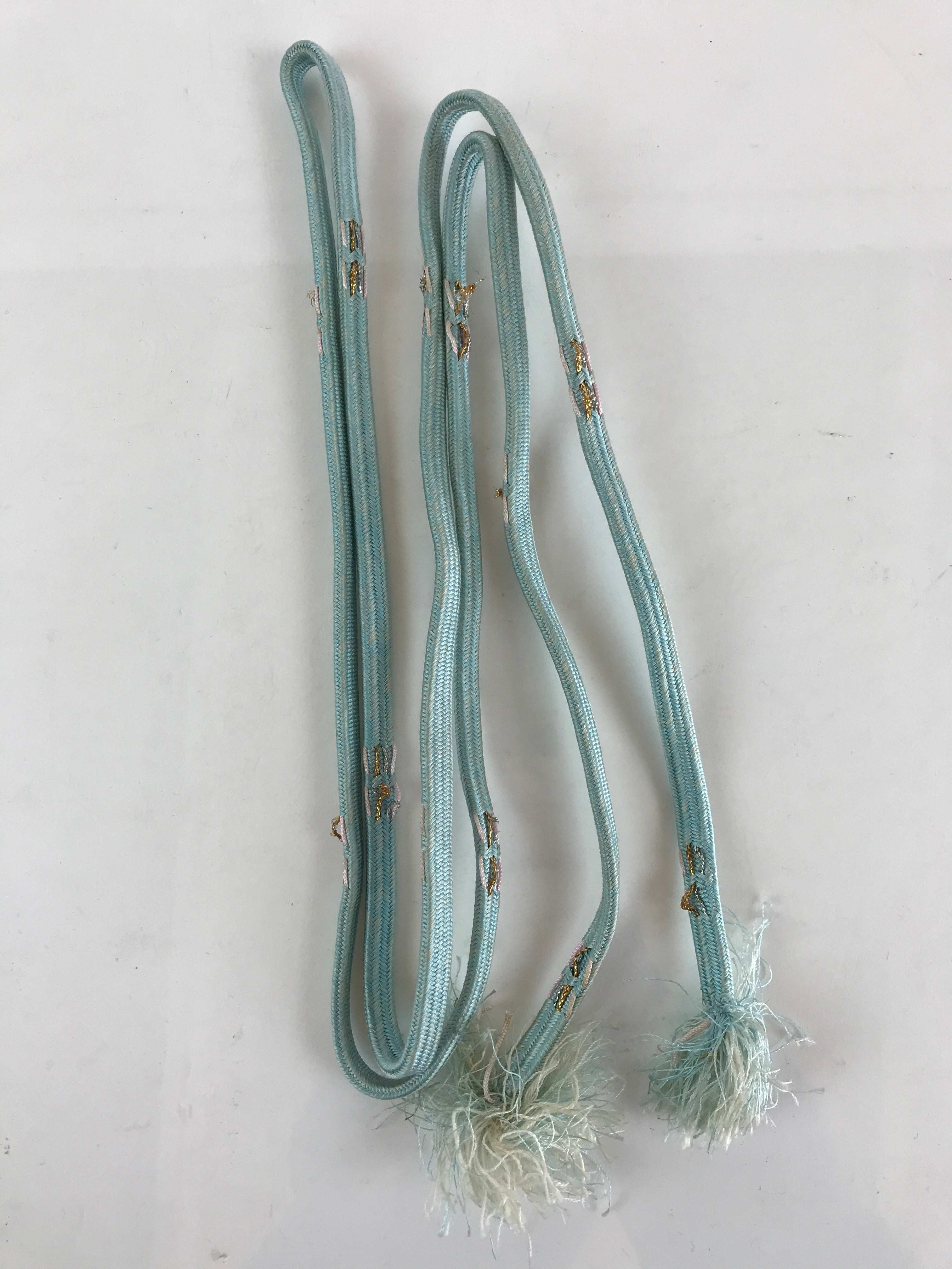 Japanese Obijime Kimono Accessory Silk Kumihimo Vtg Kimono Cord Light Blue OJ172