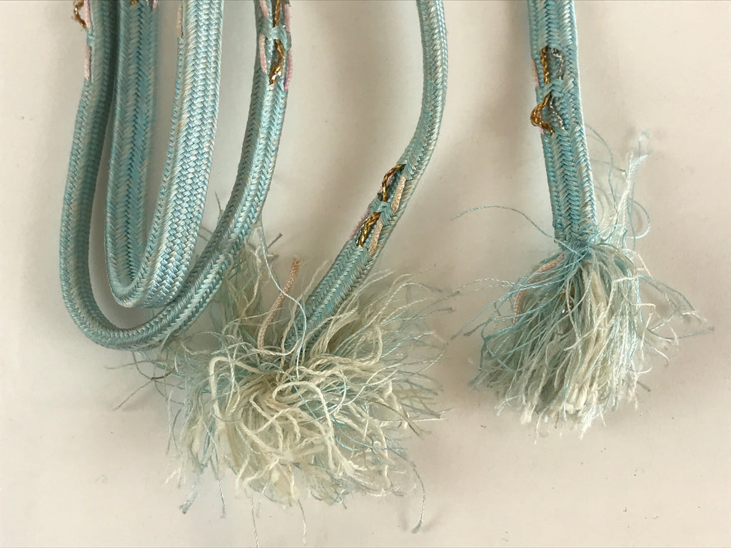Japanese Obijime Kimono Accessory Silk Kumihimo Vtg Kimono Cord Light Blue OJ172