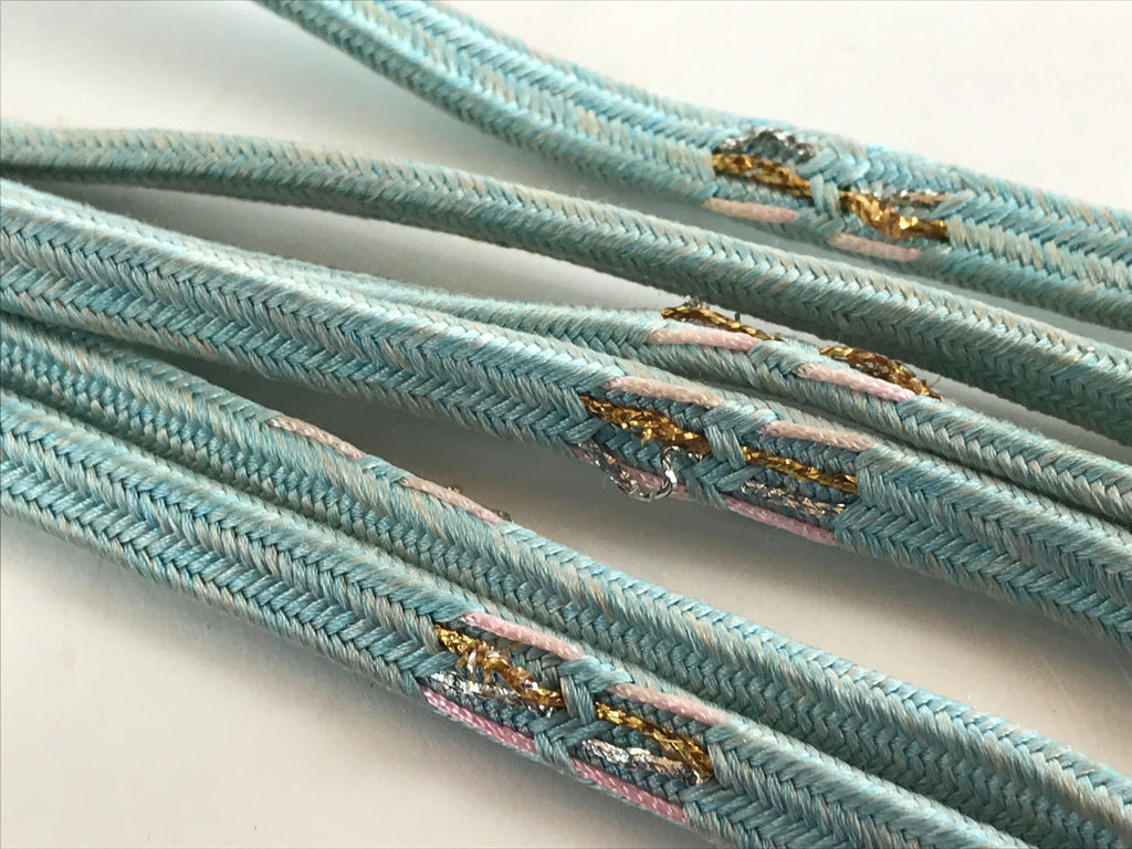 Japanese Obijime Kimono Accessory Silk Kumihimo Vtg Kimono Cord Light Blue OJ172