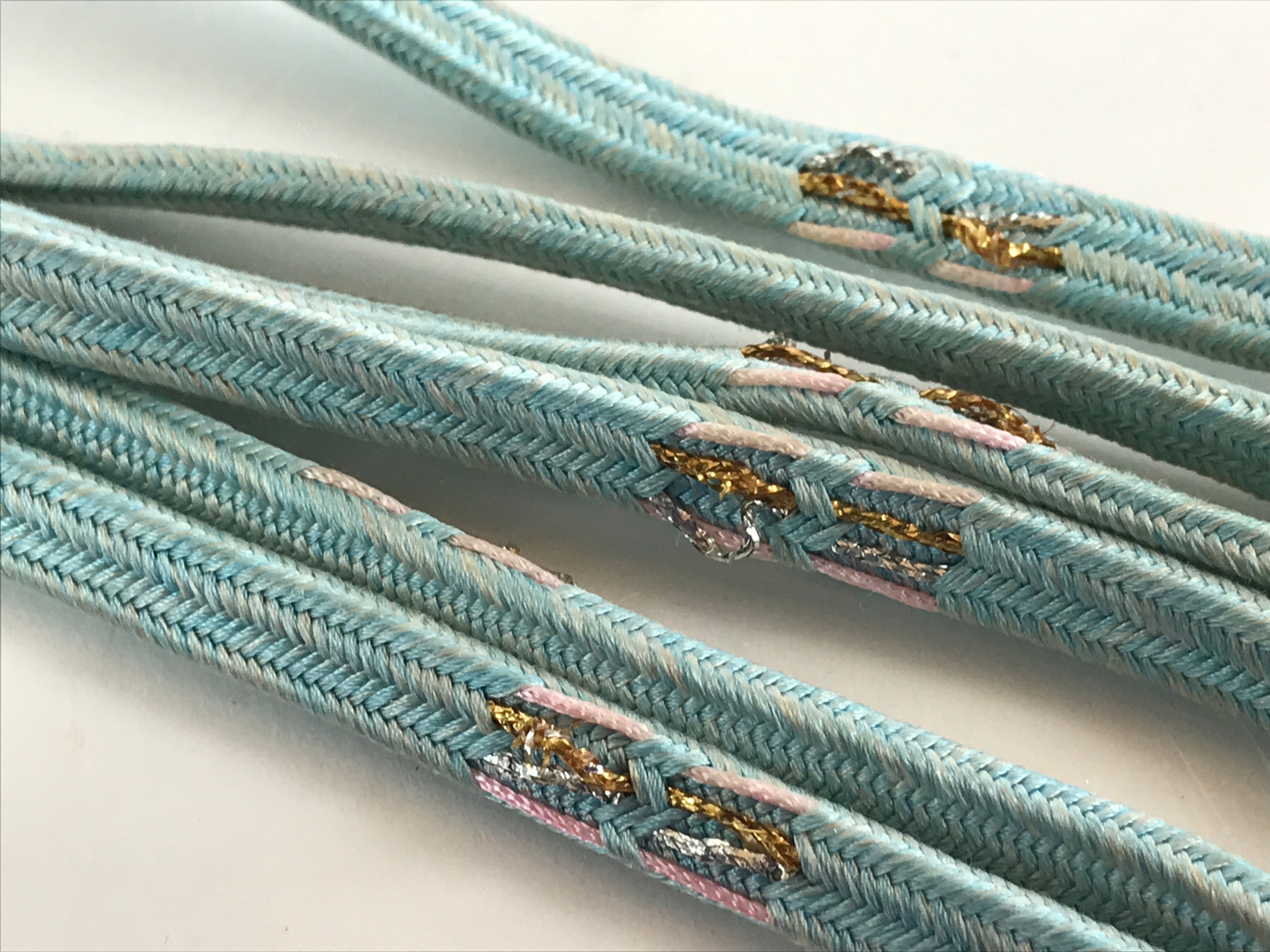 Japanese Obijime Kimono Accessory Silk Kumihimo Vtg Kimono Cord Light Blue OJ172