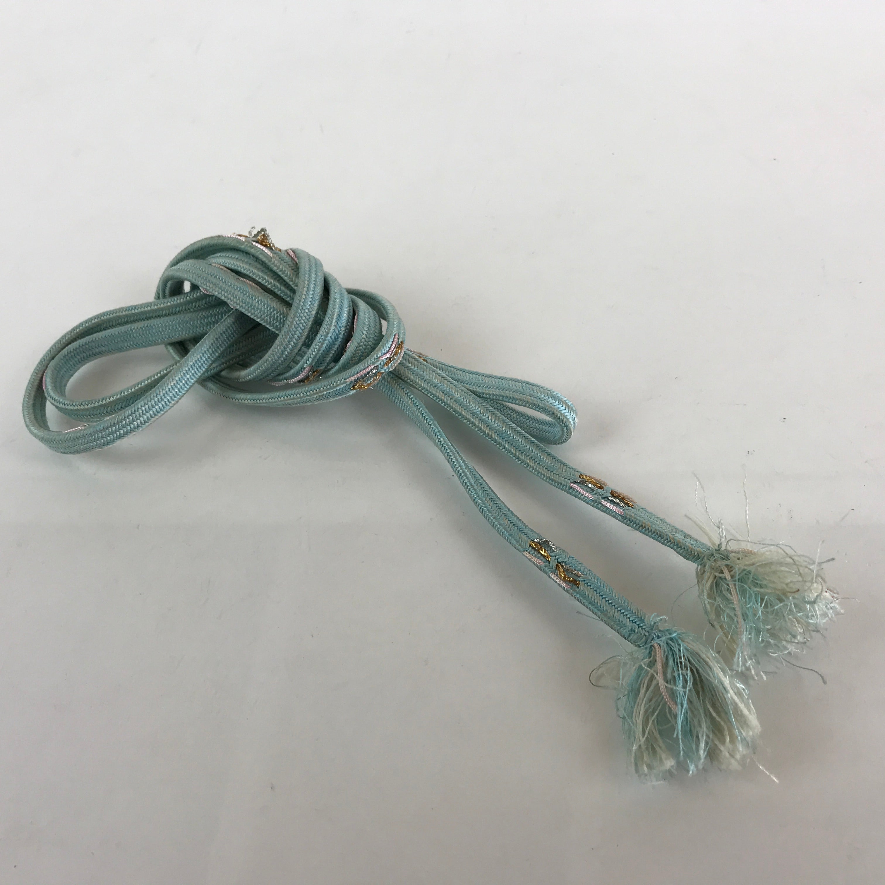 Japanese Obijime Kimono Accessory Silk Kumihimo Vtg Kimono Cord Light Blue OJ172