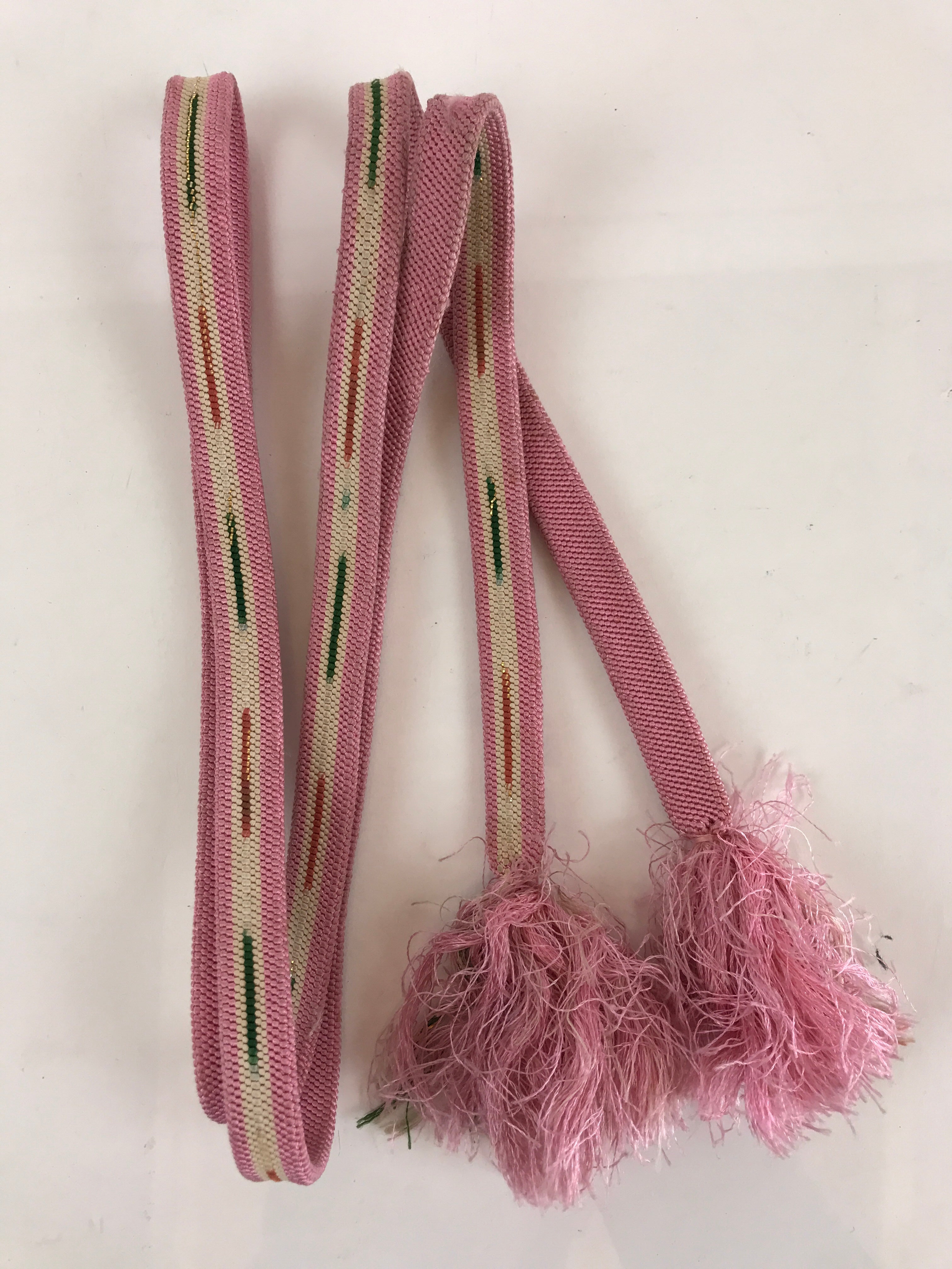 Japanese Obijime Kimono Accessory Silk Kumihimo Vtg Kimono Cord Pink OJ176