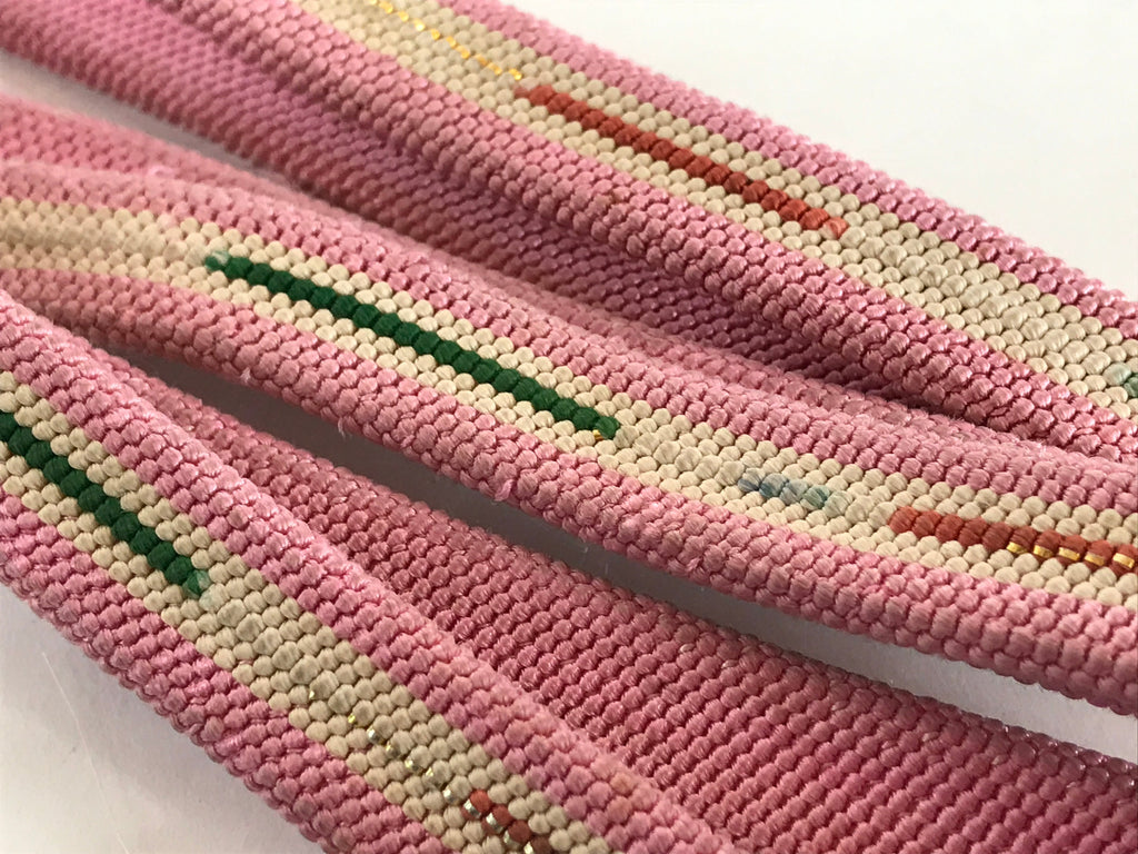 Japanese Obijime Kimono Accessory Silk Kumihimo Vtg Kimono Cord Pink OJ176