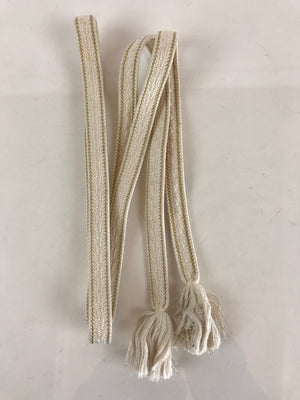 Japanese Obijime Kimono Accessory Silk Kumihimo Vtg Kimono Cord White Gold OJ175