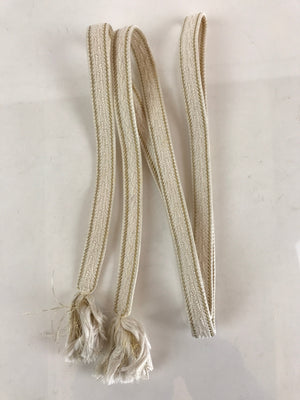 Japanese Obijime Kimono Accessory Silk Kumihimo Vtg Kimono Cord White Gold OJ175