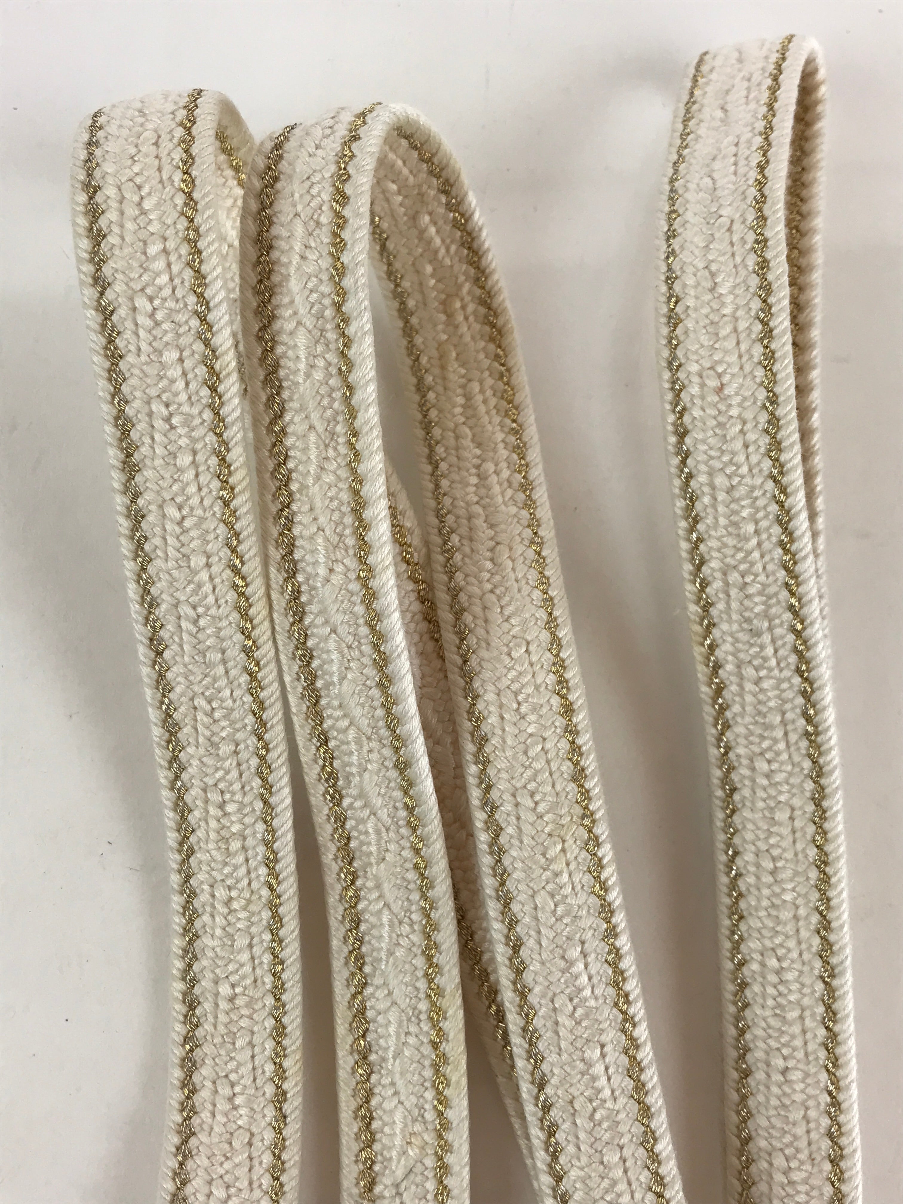 Japanese Obijime Kimono Accessory Silk Kumihimo Vtg Kimono Cord White Gold OJ175