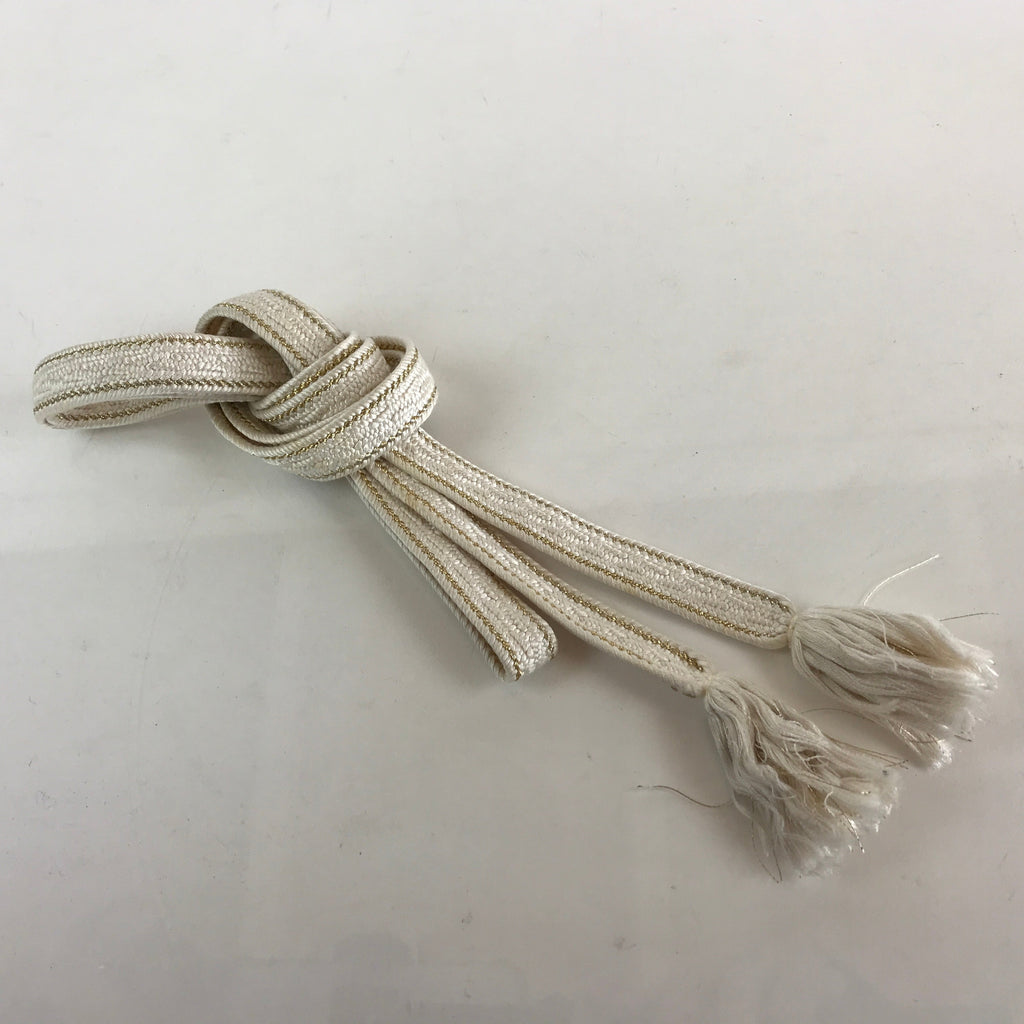 Japanese Obijime Kimono Accessory Silk Kumihimo Vtg Kimono Cord White Gold OJ175