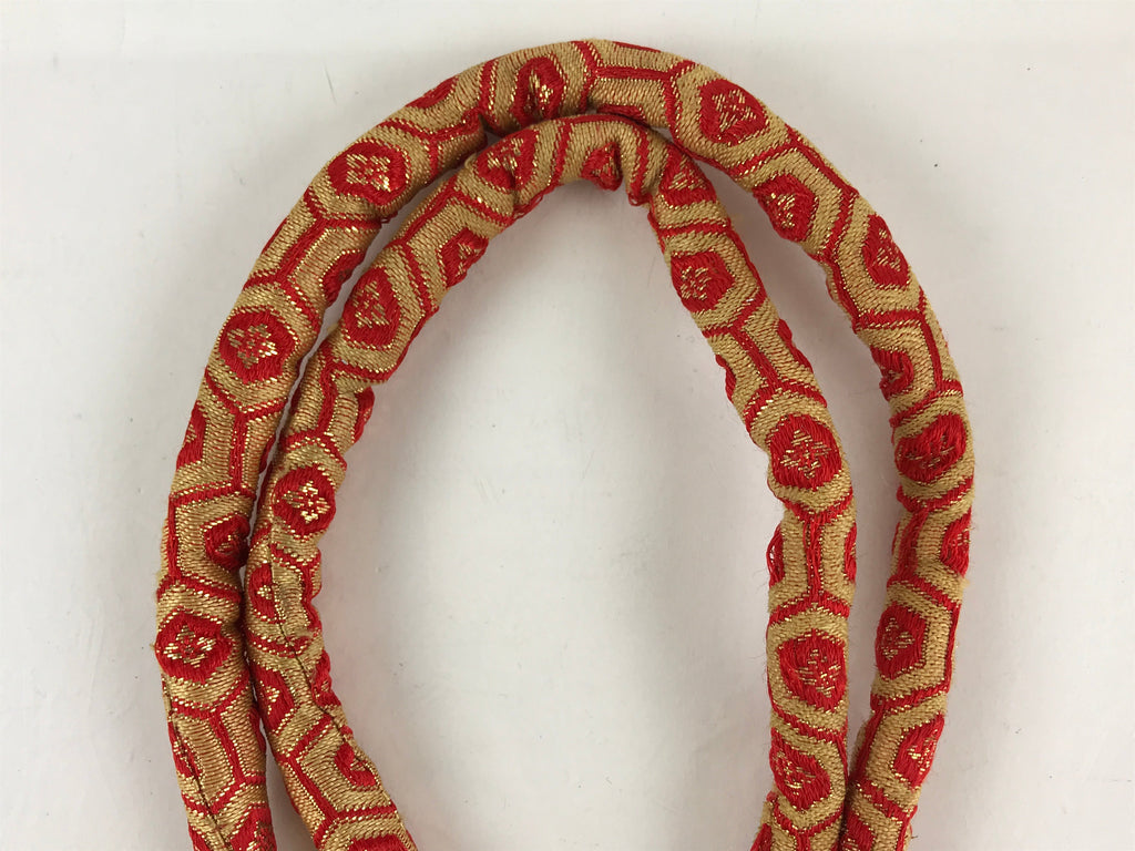 Japanese Obijime Maruguke Kimono Accessory Silk Kumihimo Kimono Red Gold OJ168