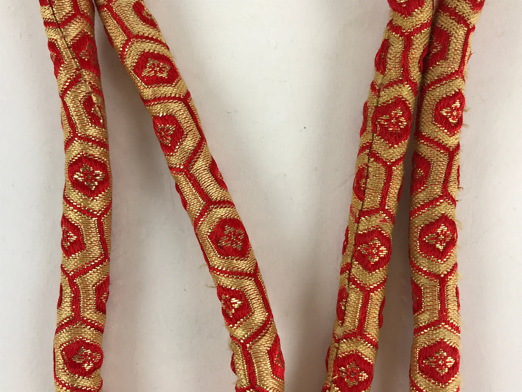 Japanese Obijime Maruguke Kimono Accessory Silk Kumihimo Kimono Red Gold OJ168