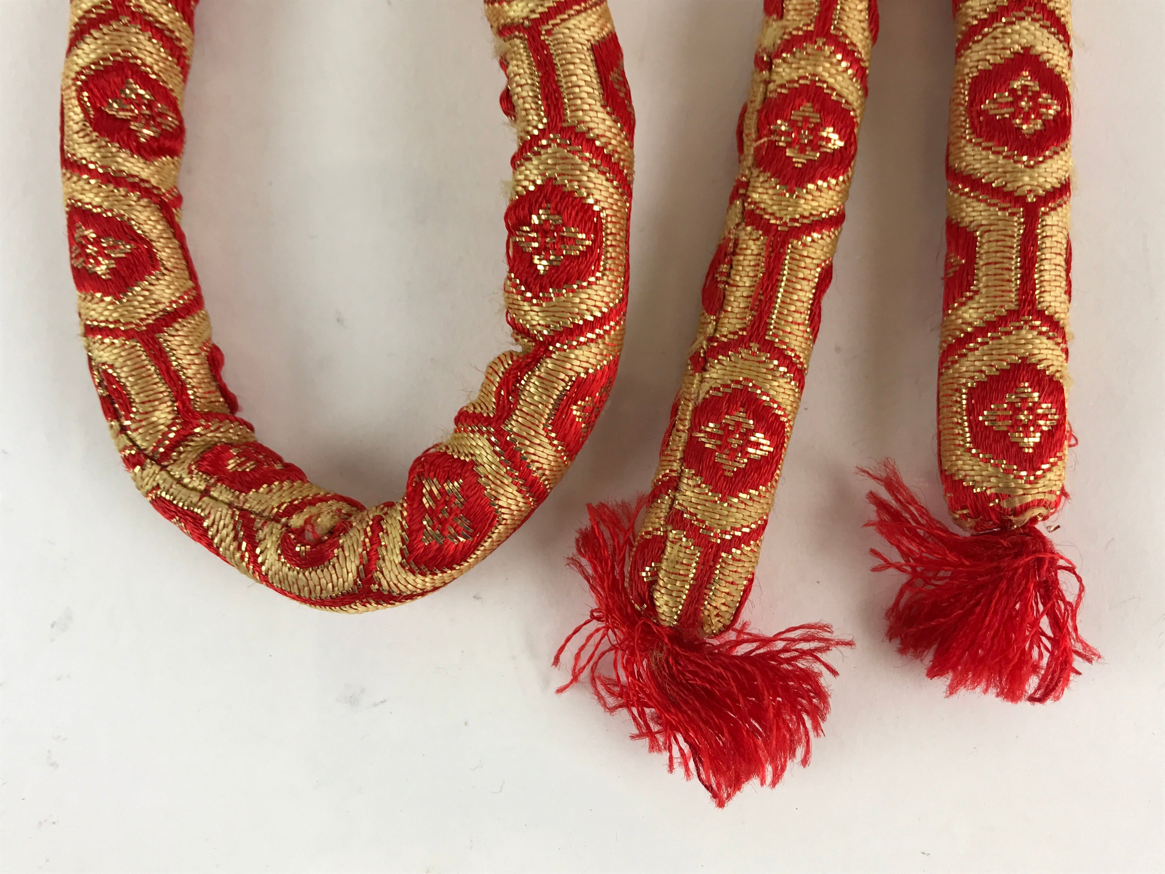 Japanese Obijime Maruguke Kimono Accessory Silk Kumihimo Kimono Red Gold OJ168