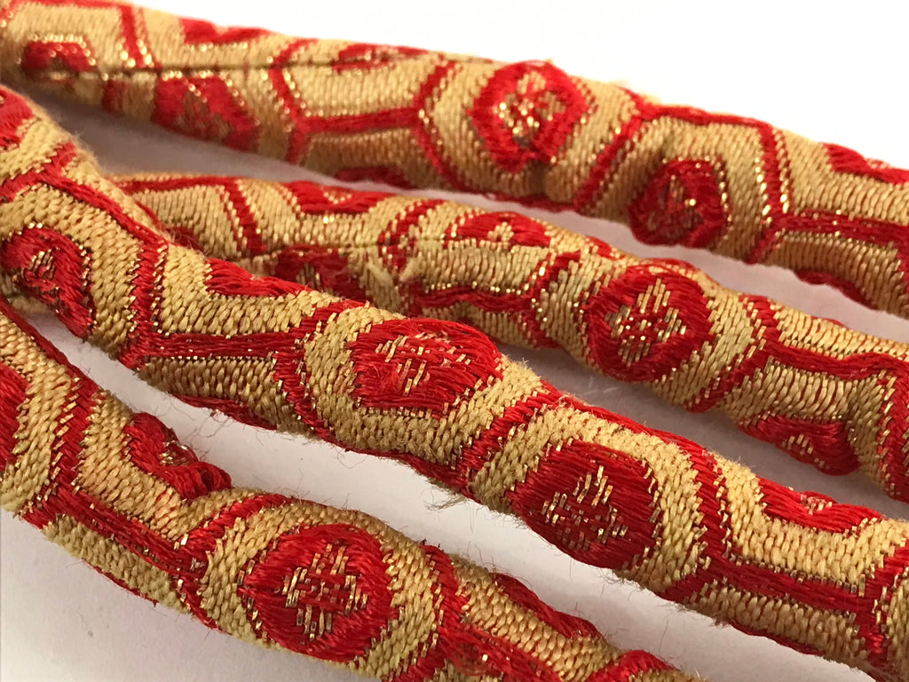 Japanese Obijime Maruguke Kimono Accessory Silk Kumihimo Kimono Red Gold OJ168