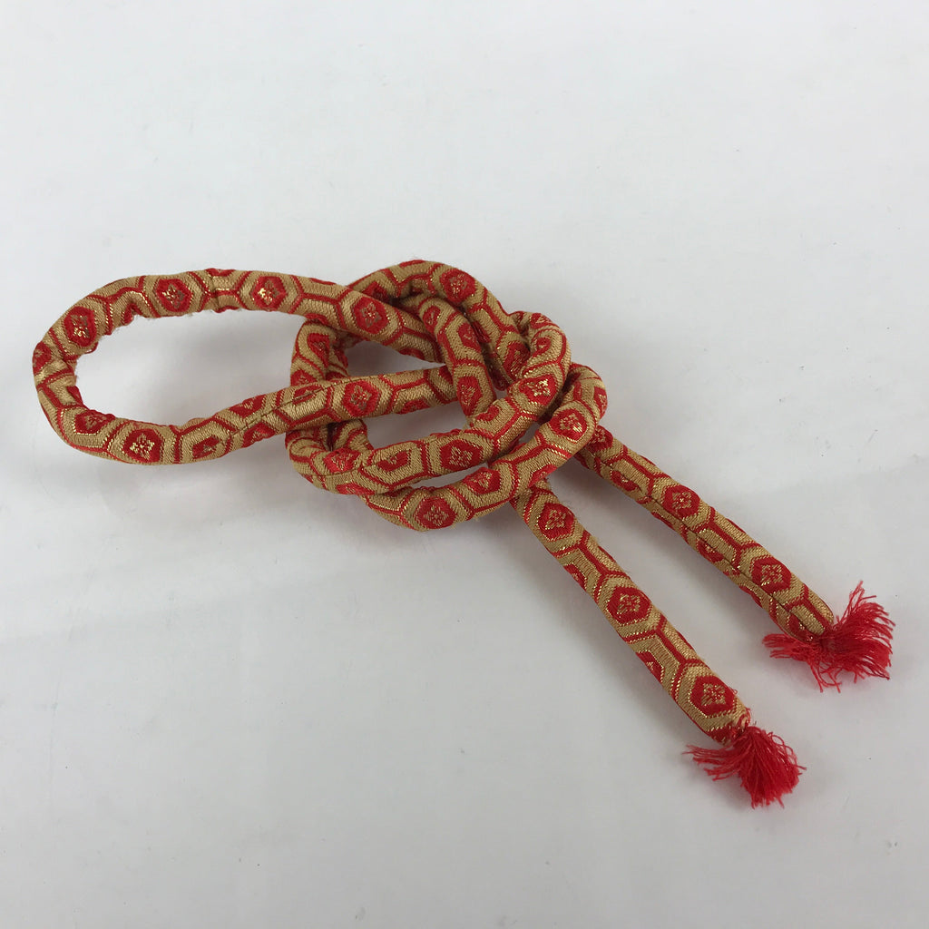 Japanese Obijime Maruguke Kimono Accessory Silk Kumihimo Kimono Red Gold OJ168