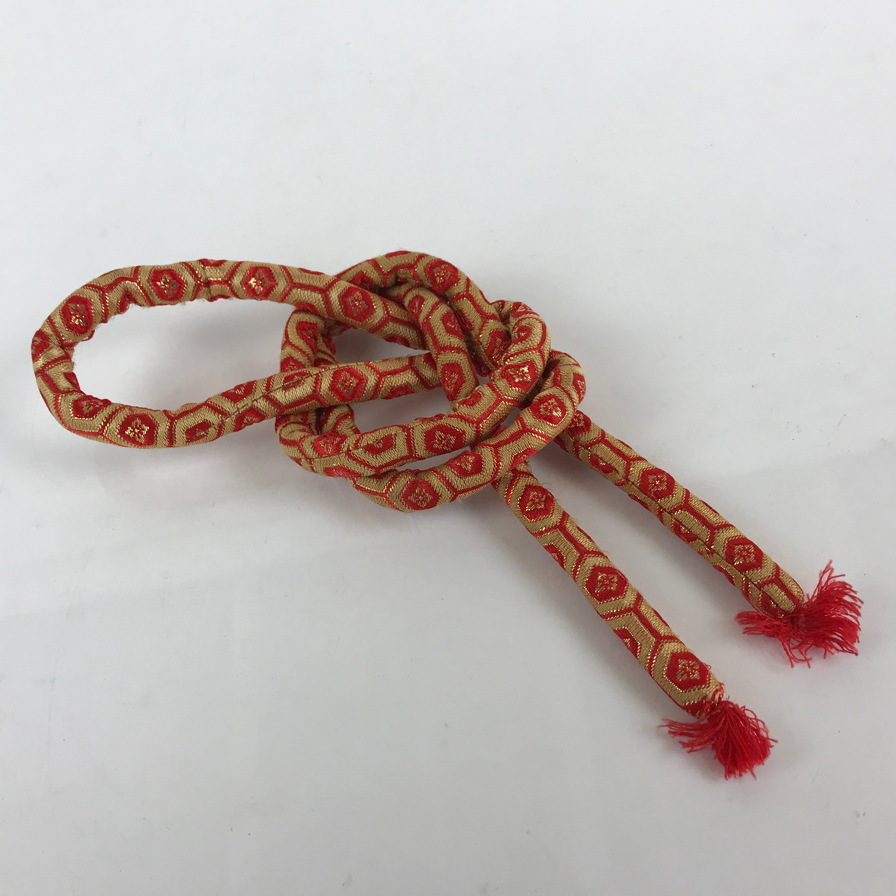 Japanese Obijime Maruguke Kimono Accessory Silk Kumihimo Kimono Red Gold OJ168