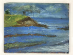 Japanese Ocean Coastline Oil Painting Original Art Wood Board Unsigned FL157