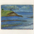 Japanese Ocean Coastline Oil Painting Original Art Wood Board Unsigned FL157