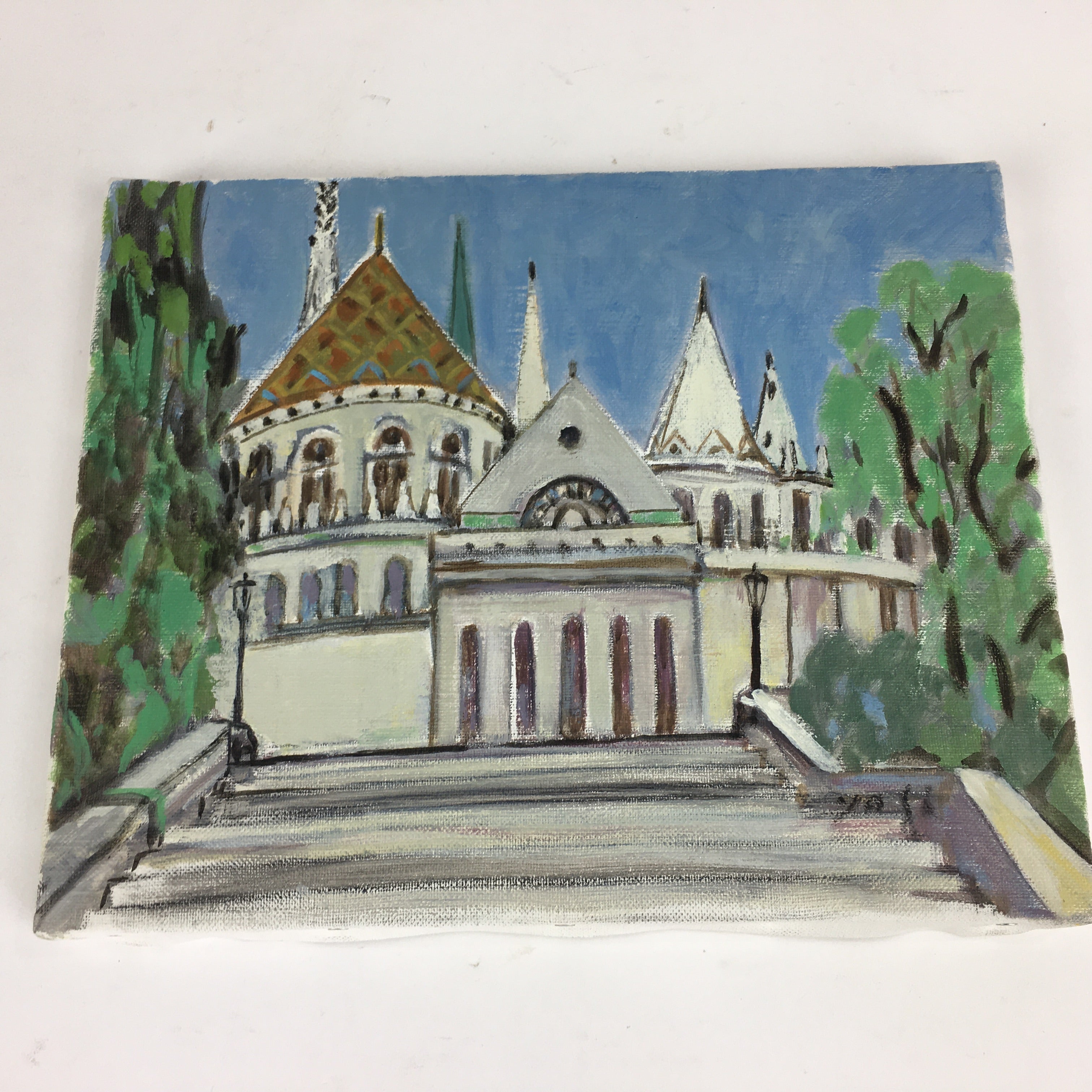 Japanese Oil Painting Fisherman's Bastion Picture Budapest Yoshihiro Hagino FL27