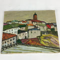 Japanese Oil Painting Picture Hillside Town View Unframed Yoshihiro Hagino FL35