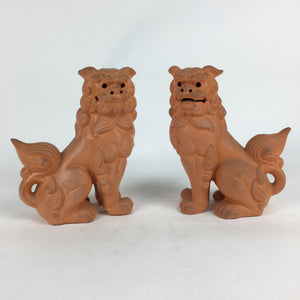 Japanese Okinawa Ceramic Shishi Lion Statue 2pc Set Vtg Foo Dog Komainu BD729