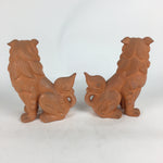 Japanese Okinawa Ceramic Shishi Lion Statue 2pc Set Vtg Foo Dog Komainu BD729