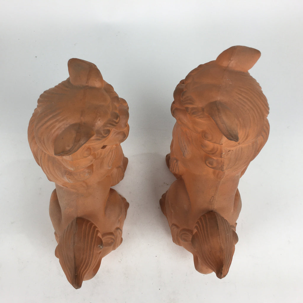 Japanese Okinawa Ceramic Shishi Lion Statue 2pc Set Vtg Foo Dog Komainu BD729