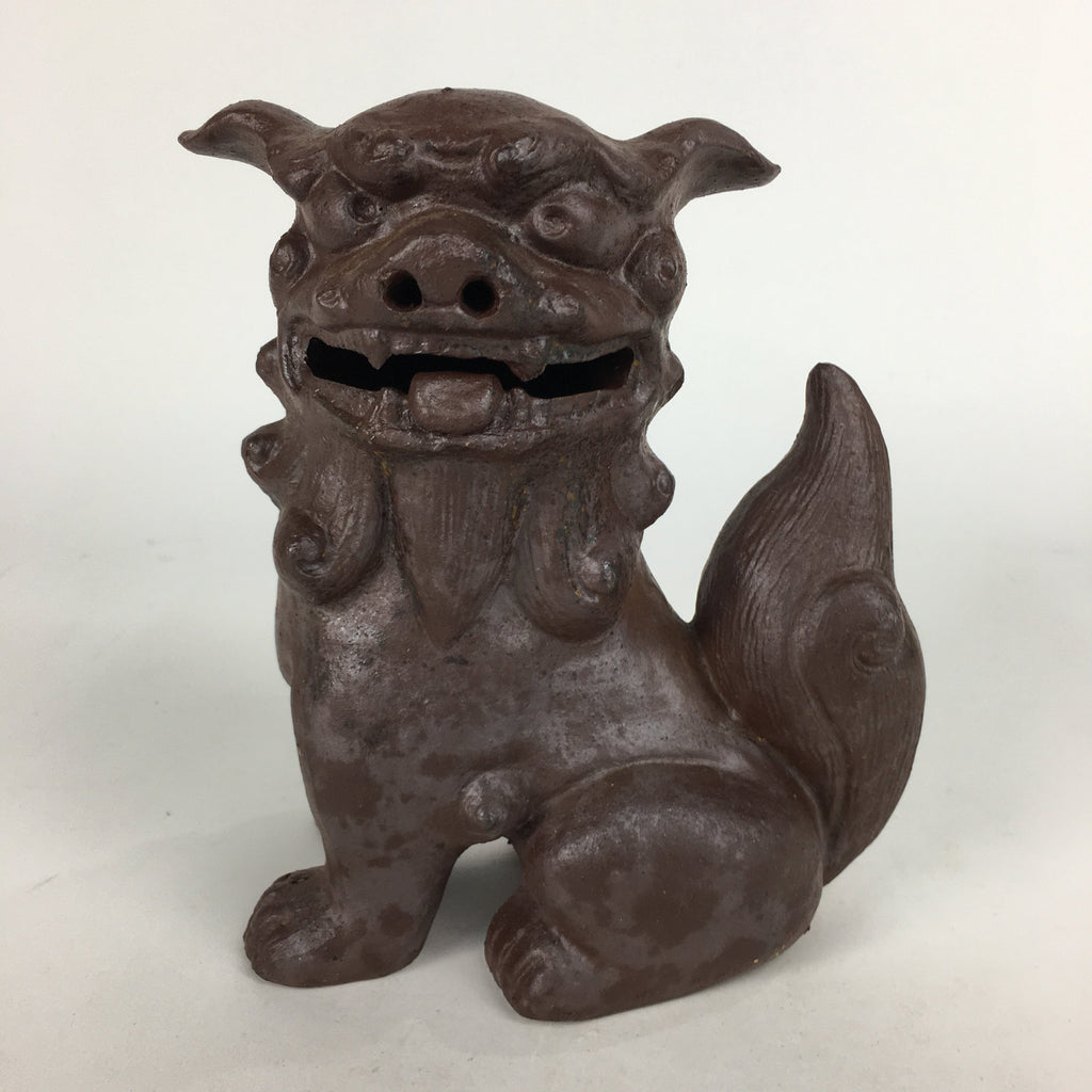 Japanese Okinawa Ceramic Shishi Lion Statue Brown Foo Dog Komainu BD643