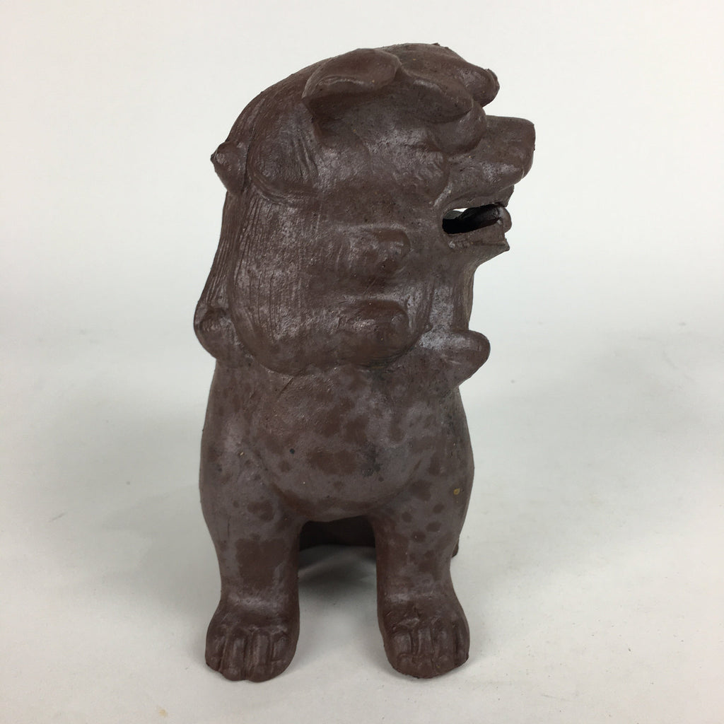 Japanese Okinawa Ceramic Shishi Lion Statue Brown Foo Dog Komainu BD643